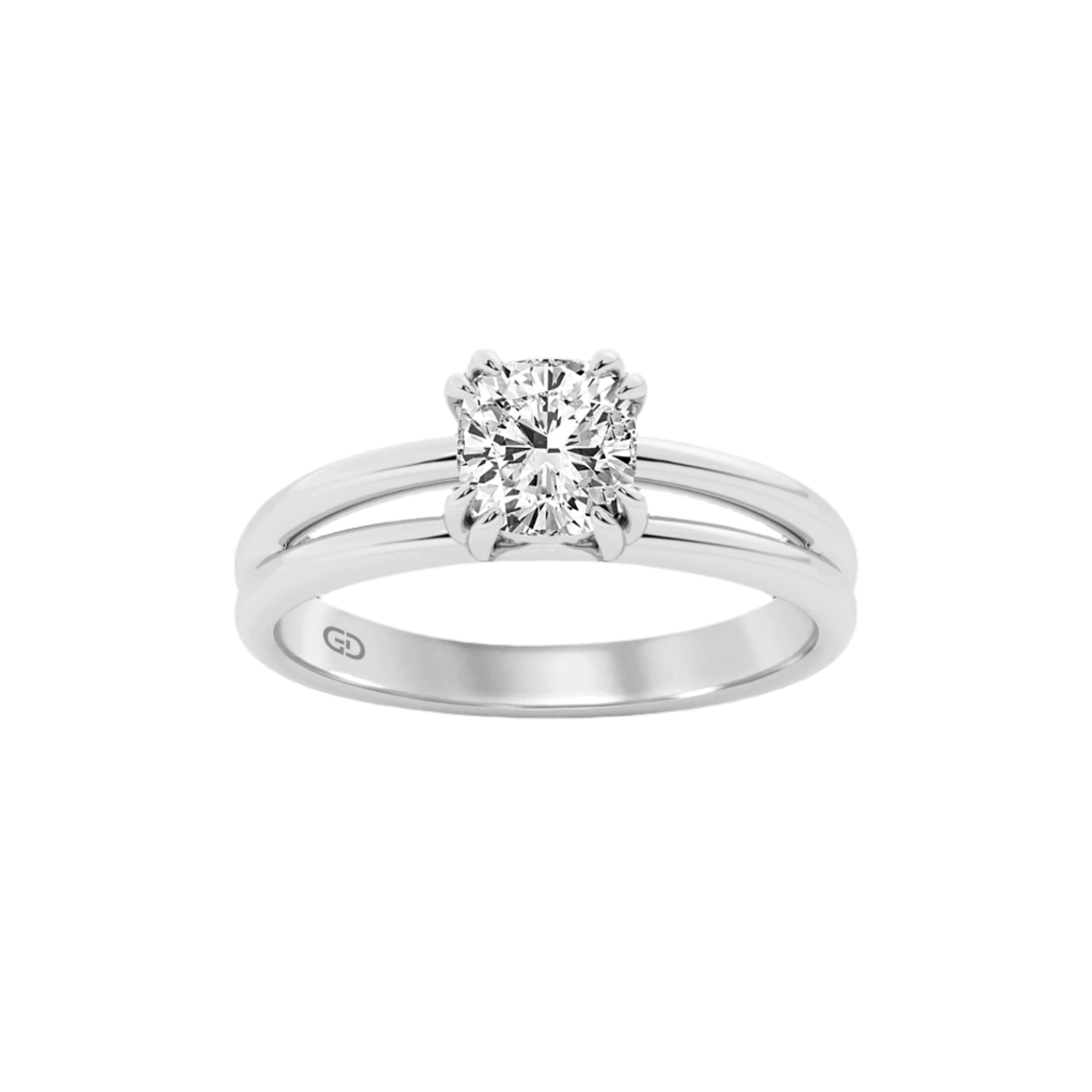 Serenity Split Shank Rings in 10kt Gold - Cushion Cut - 2.00 cts