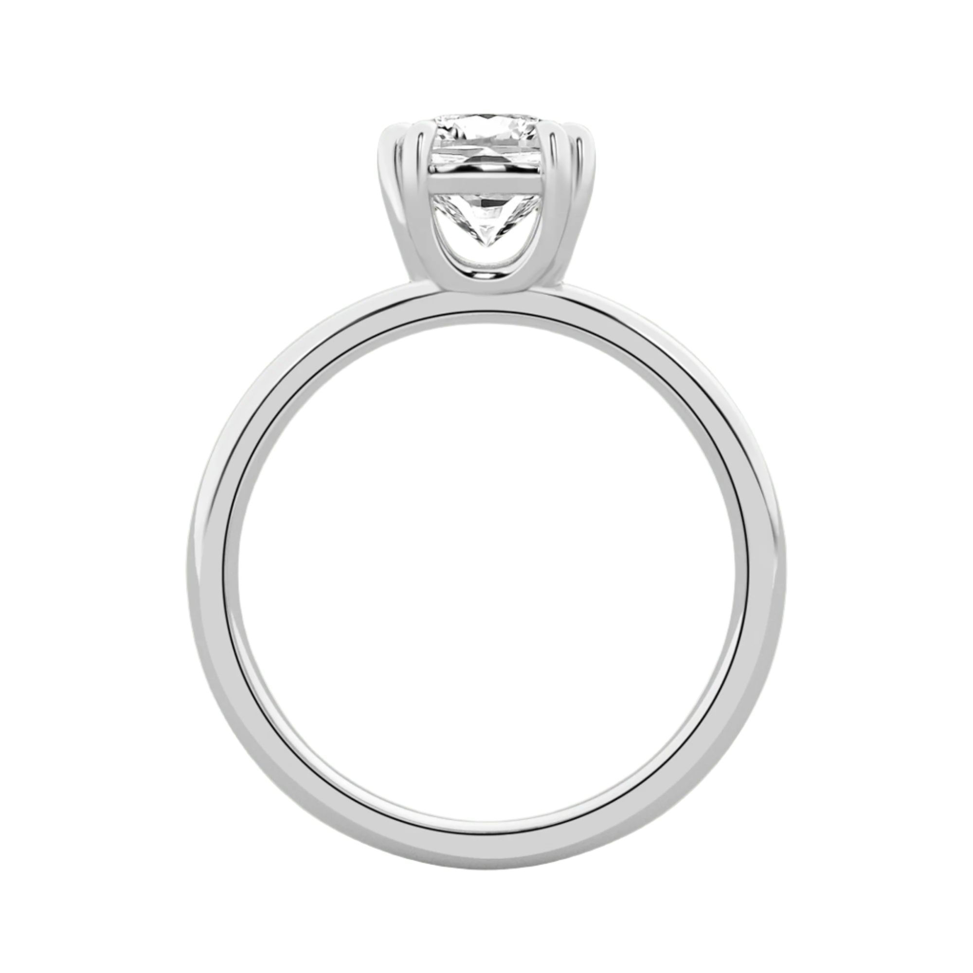 Serenity Solitaire Ring - Cushion Diamond in Silver 925 Ring with Gold Vermeil 2.00 cts