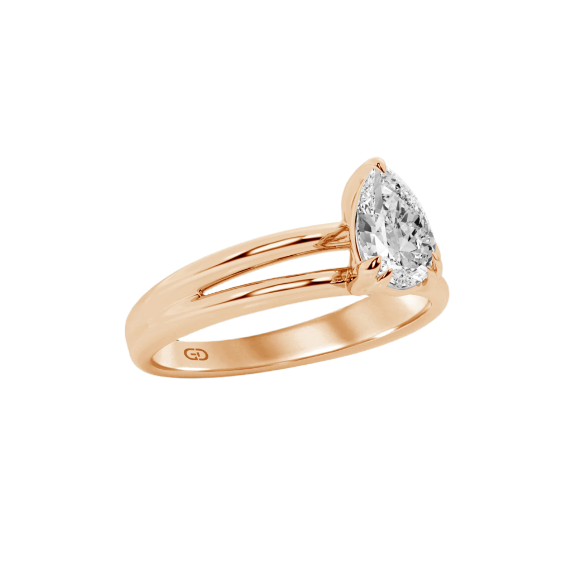 Serenity Split Shank Rings in 10kt Gold - Pear Cut