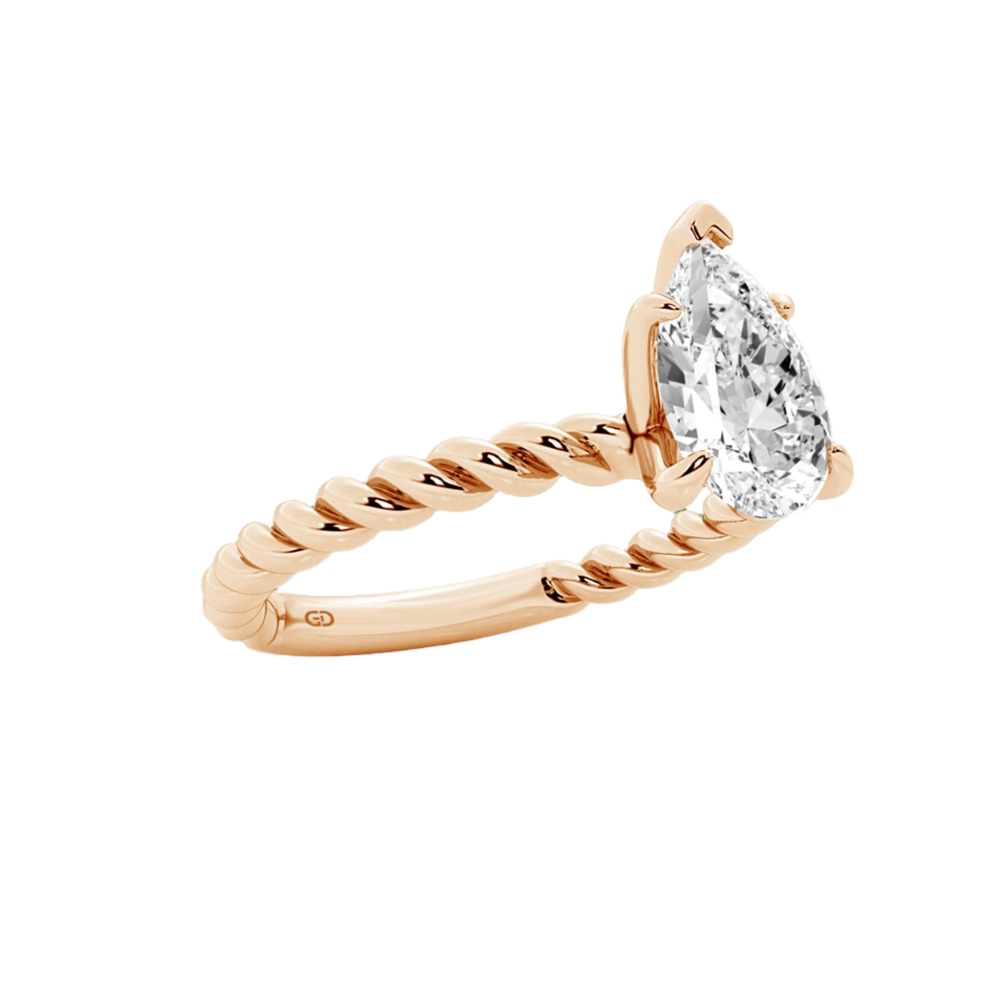 Pear-Shaped Lab-Grown Diamond Solitaire Ring with Twisted Shank