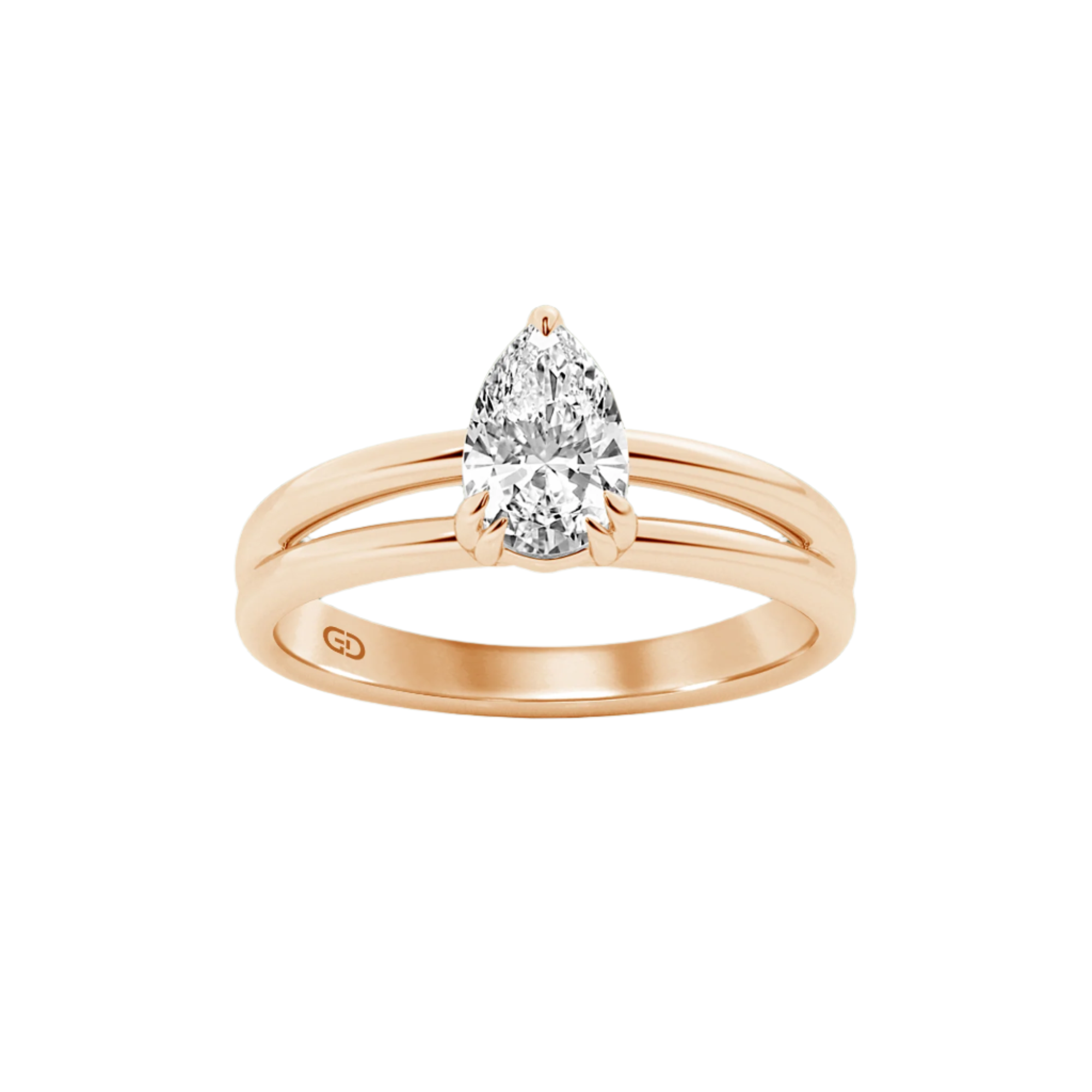 Serenity Split Shank Rings in 10kt Gold - Pear Cut
