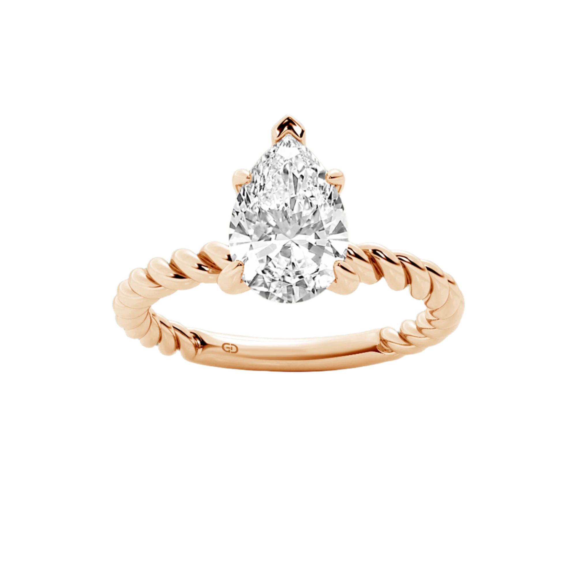 Pear-Shaped Lab-Grown Diamond Solitaire Ring with Twisted Shank