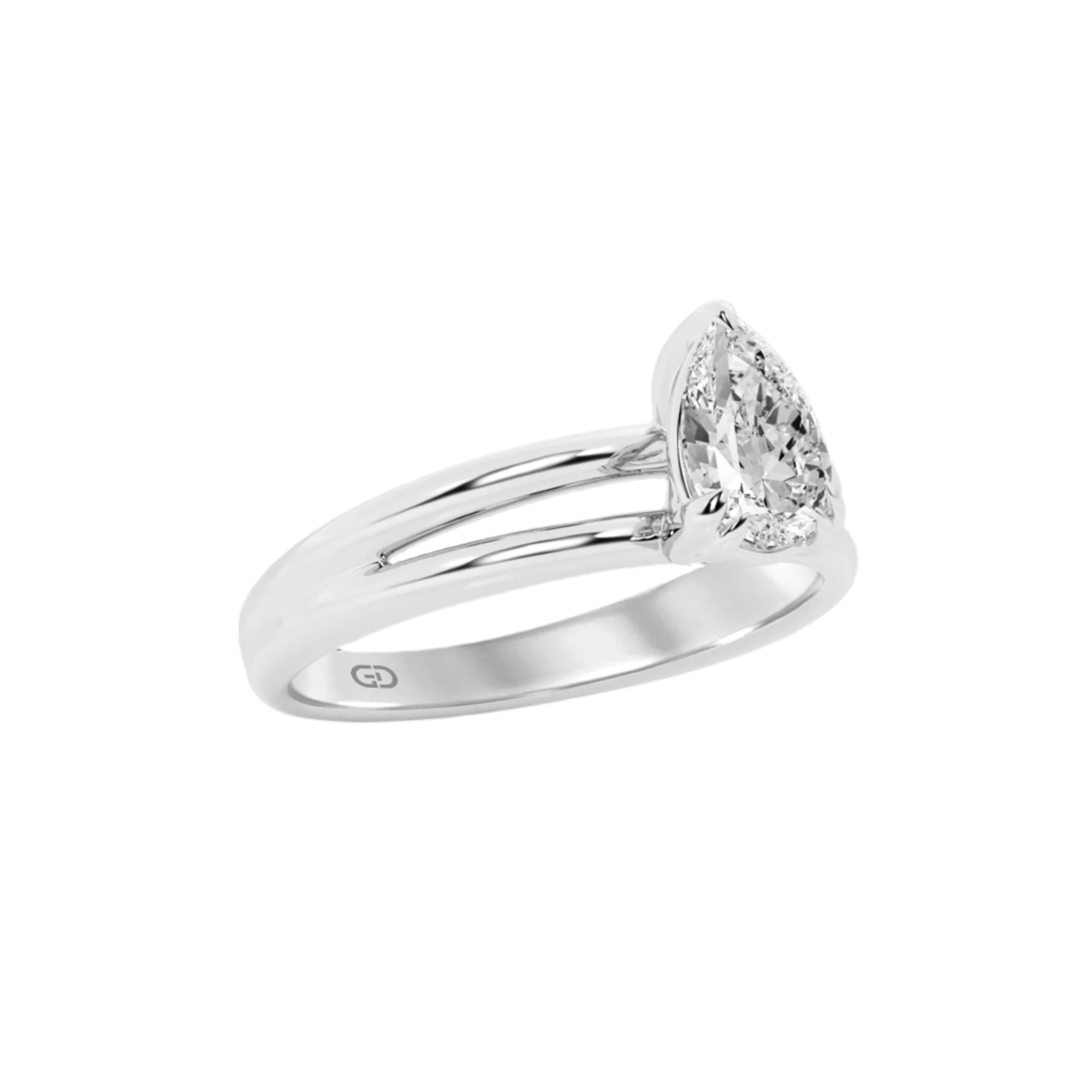 Serenity Split Shank Rings in 10kt Gold - Pear Cut
