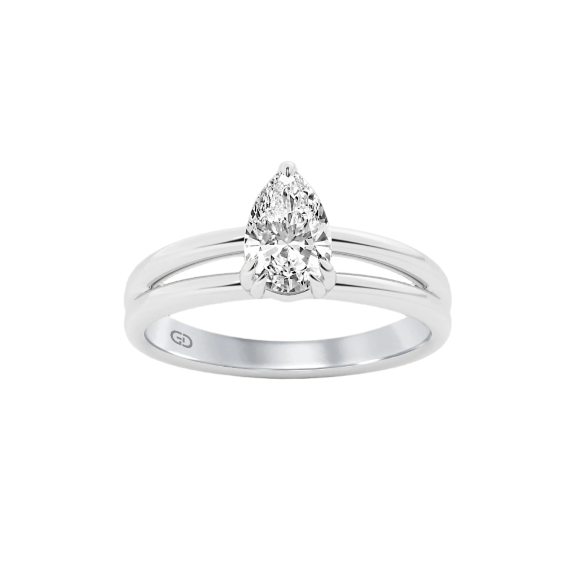 Serenity Split Shank Rings in 10kt Gold - Pear Cut