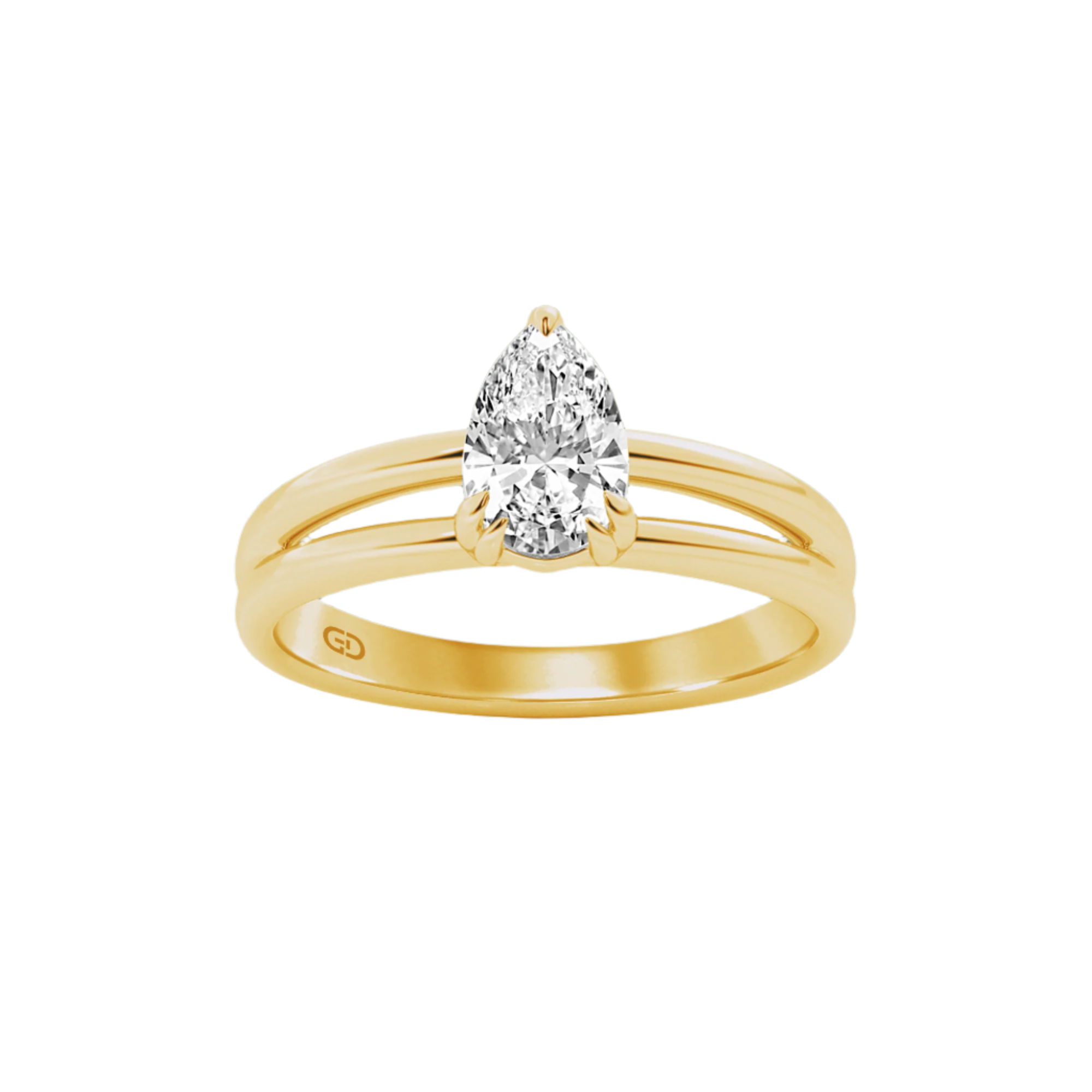 Serenity Split Shank Rings in 10kt Gold - Pear Cut