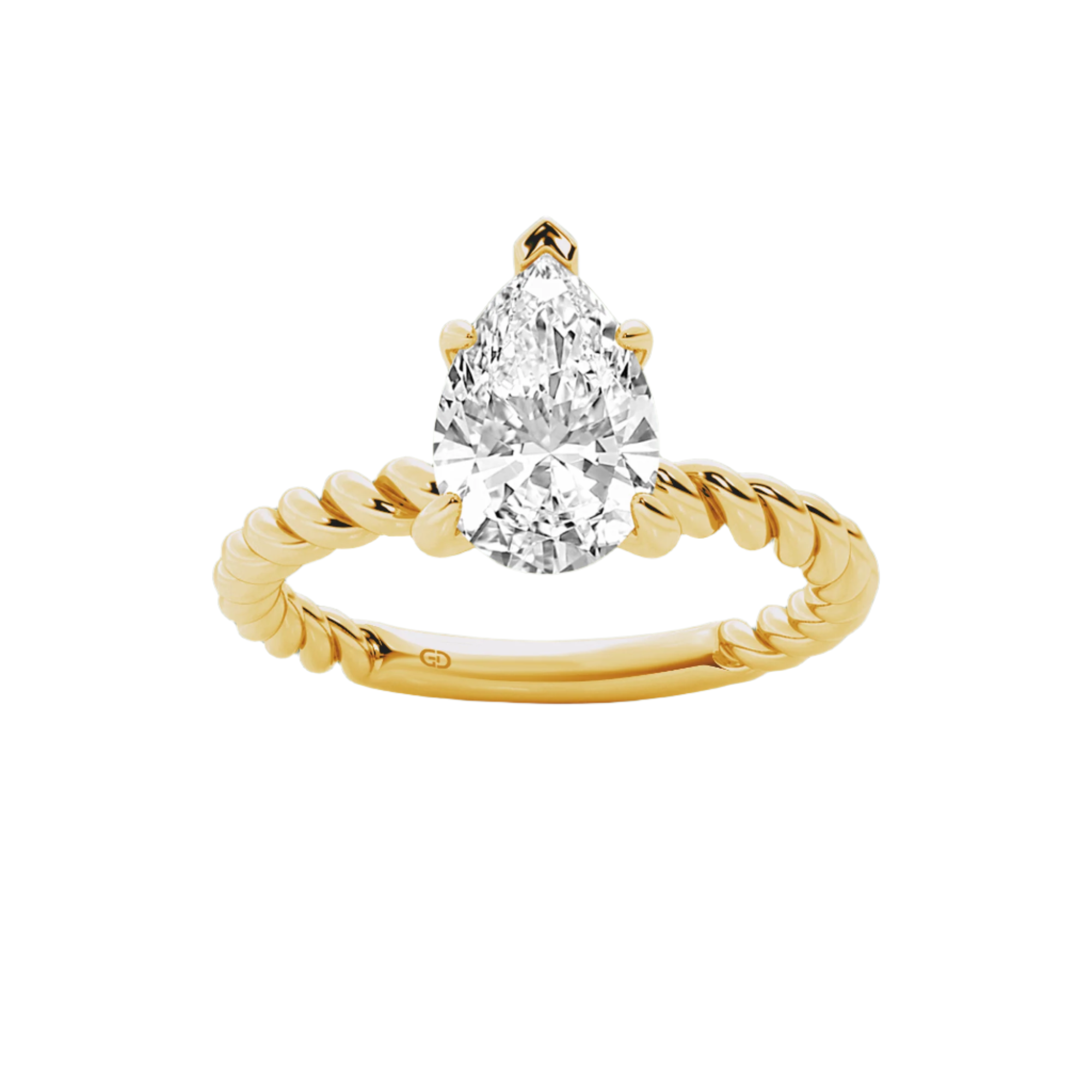 Pear-Shaped Lab-Grown Diamond Solitaire Ring with Twisted Shank