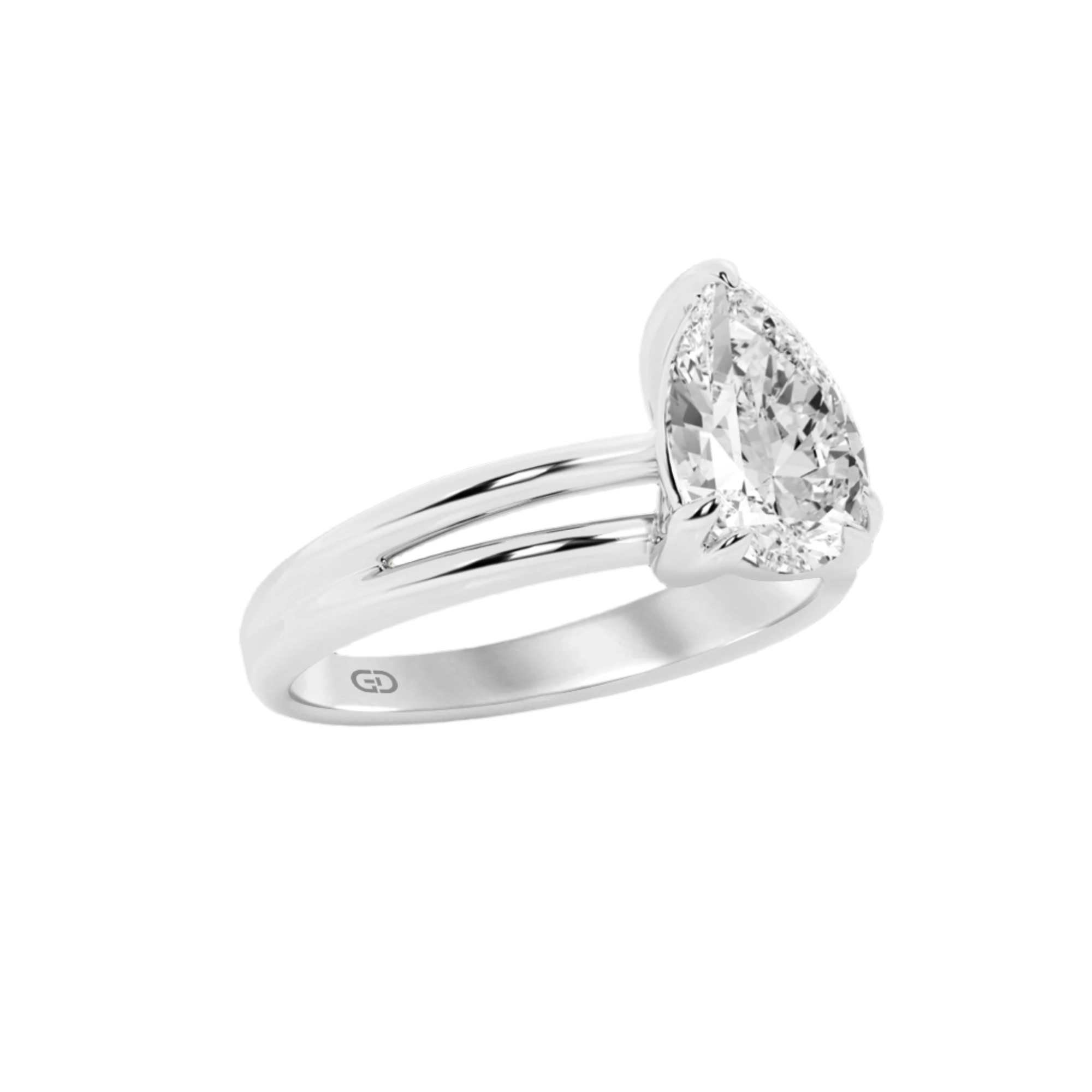 Serenity Pear Cut Diamond in Silver 925 Ring with Gold Vermeil 2.00 ct