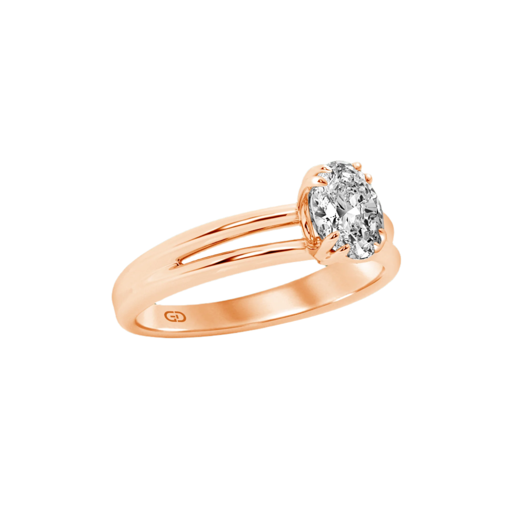 Serenity Ring Oval Cut Diamond in Silver 925 Ring with Gold Vermeil