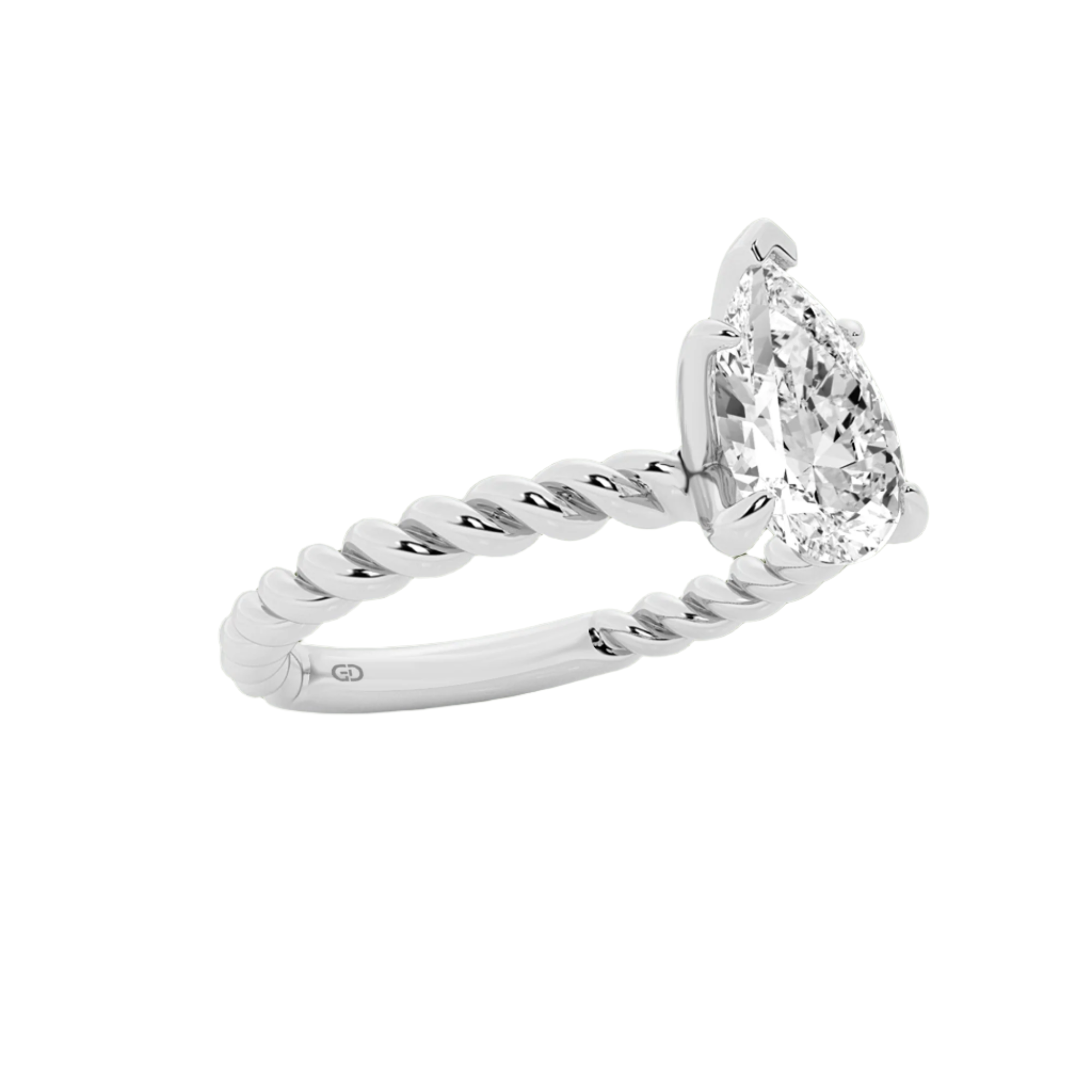 Pear-Shaped Lab-Grown Diamond Solitaire Ring with Twisted Shank