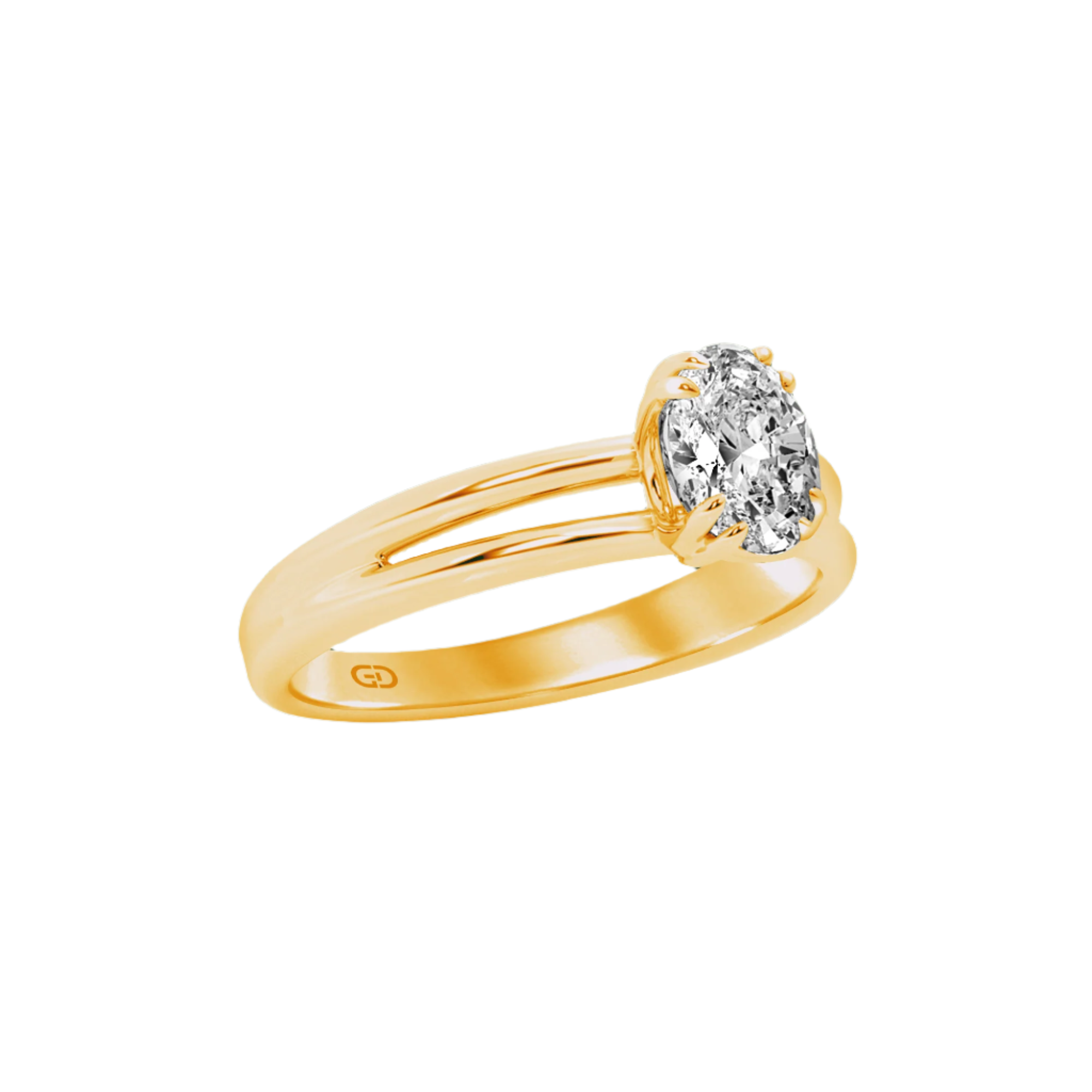 Serenity Ring Oval Cut Diamond in Silver 925 Ring with Gold Vermeil