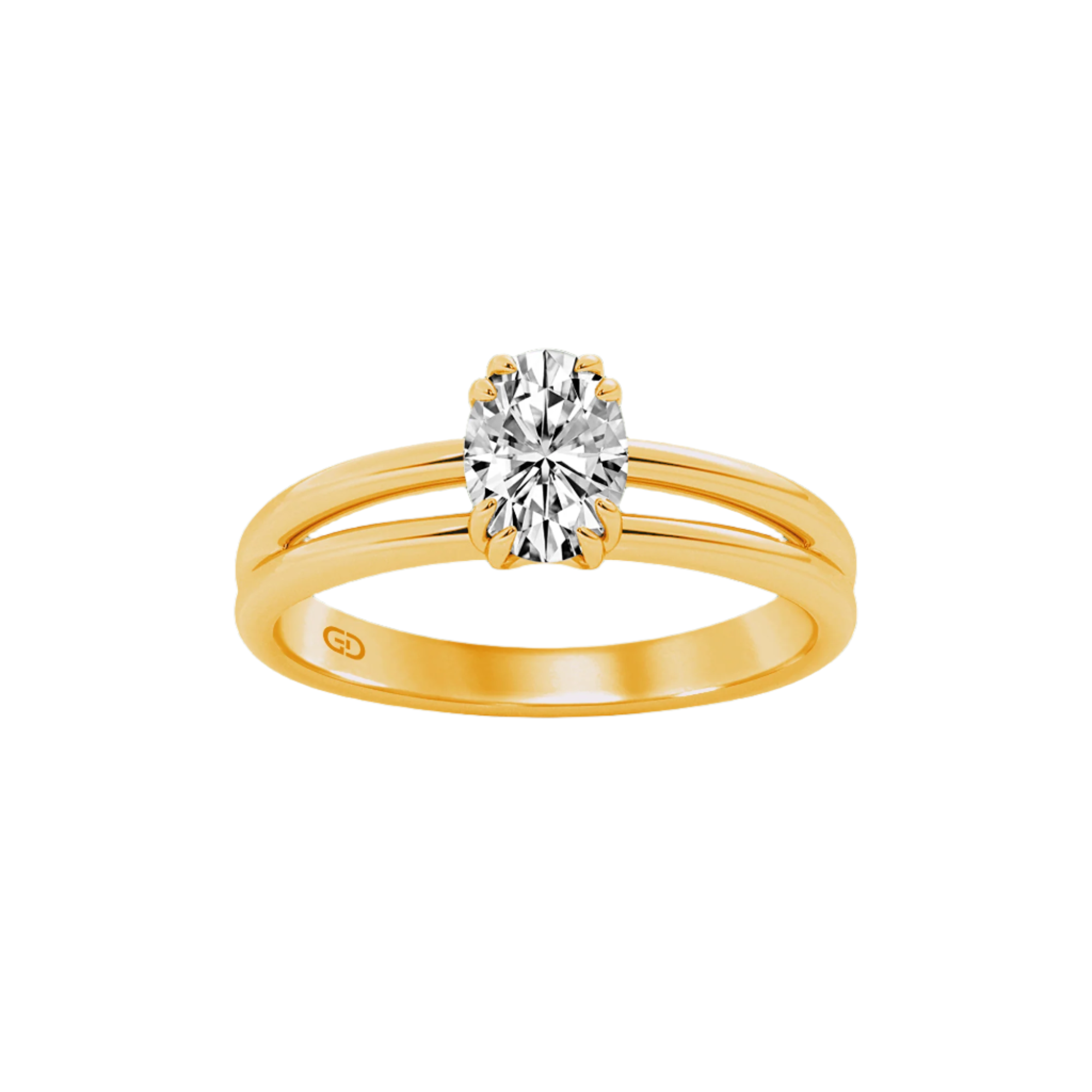 Serenity Ring Oval Cut Diamond in Silver 925 Ring with Gold Vermeil