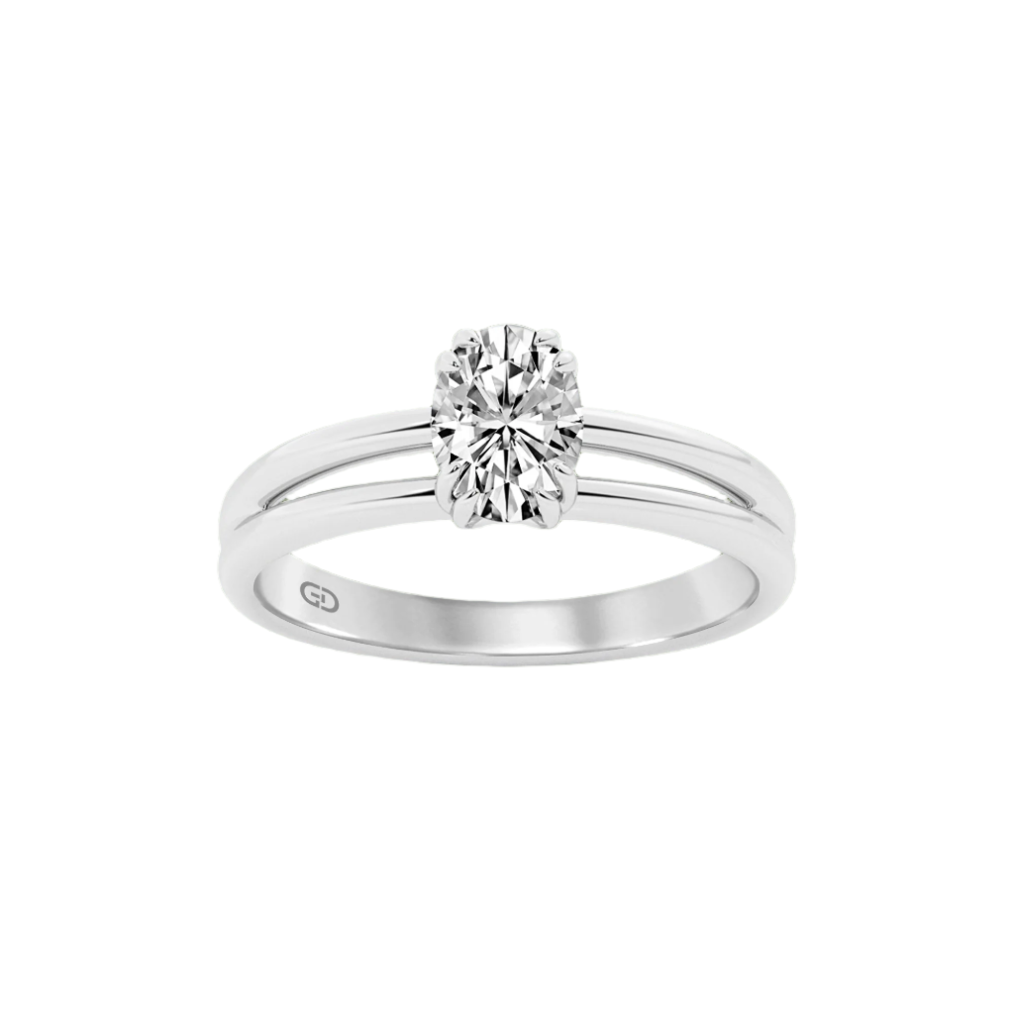 Serenity Split Shank Rings in 10kt Gold - Oval Cut - 2.00 cts