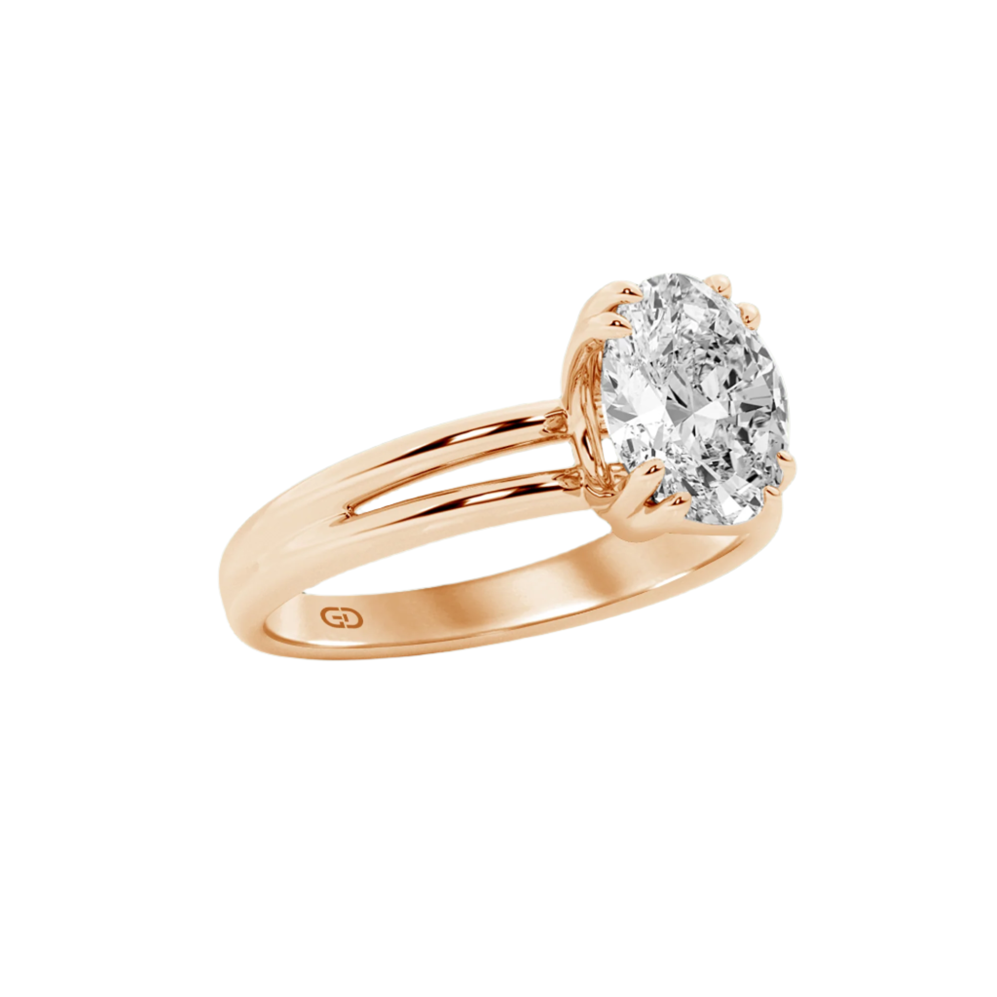 Serenity Ring Oval Diamond in Silver 925 Ring with Gold Vermeil 2.00 ct