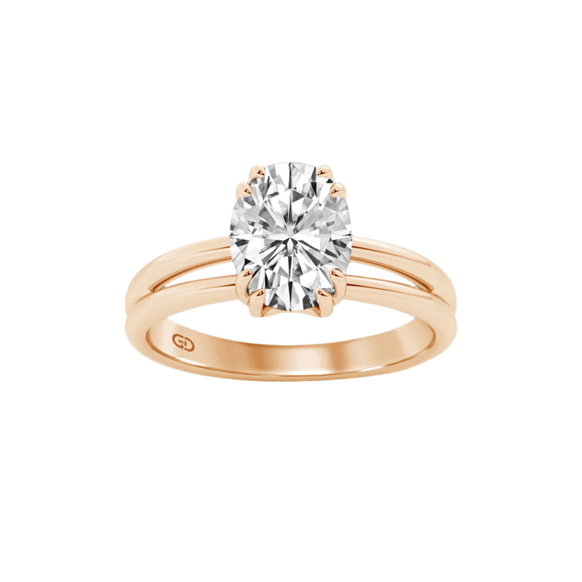 Serenity Ring Oval Diamond in Silver 925 Ring with Gold Vermeil 2.00 ct