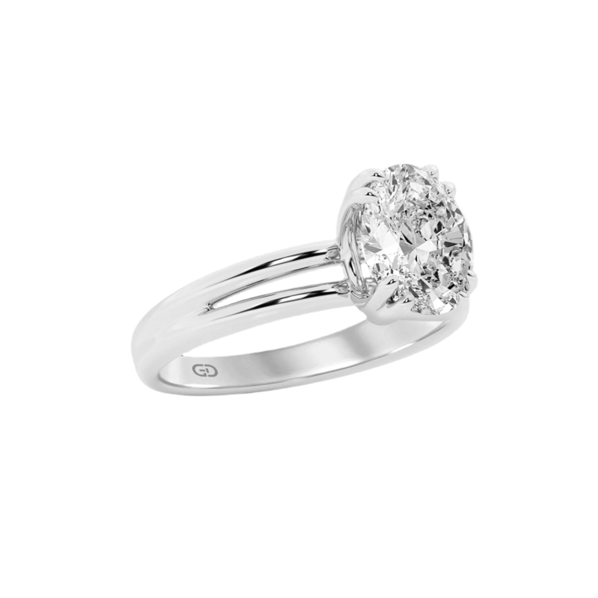 Serenity Ring Oval Diamond in Silver 925 Ring with Gold Vermeil 2.00 ct