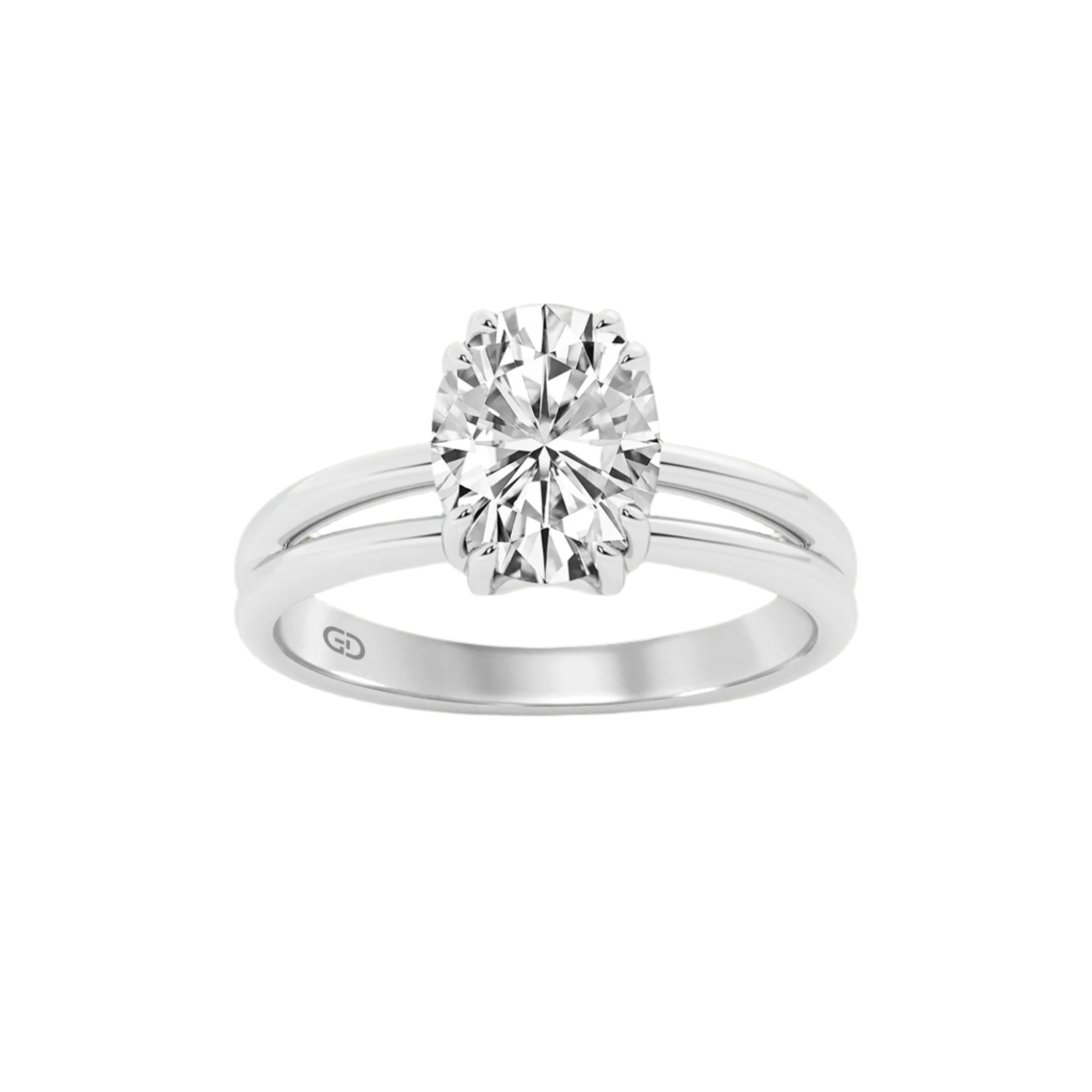 Serenity Ring Oval Diamond in Silver 925 Ring with Gold Vermeil 2.00 ct
