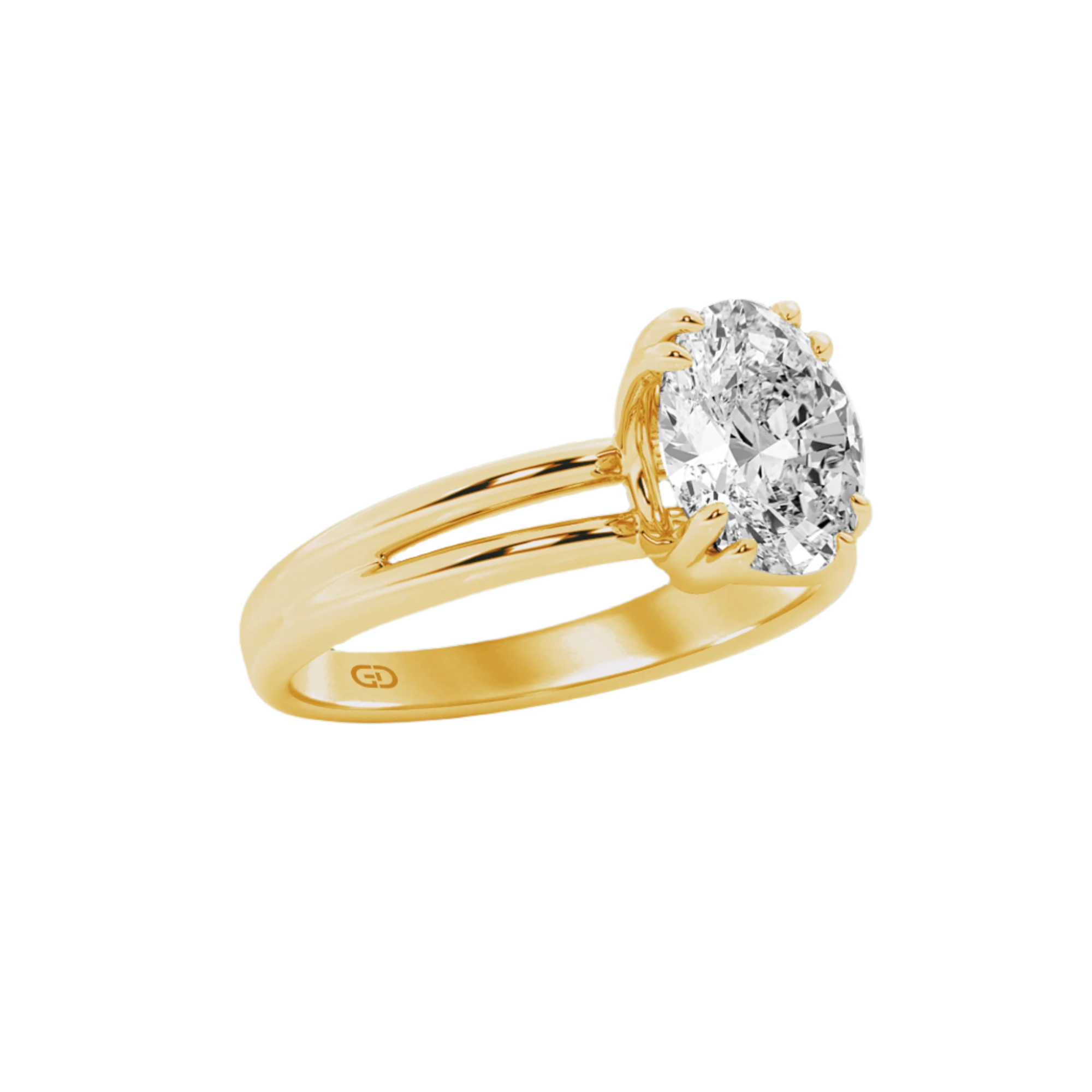 Serenity Ring Oval Diamond in Silver 925 Ring with Gold Vermeil 2.00 ct