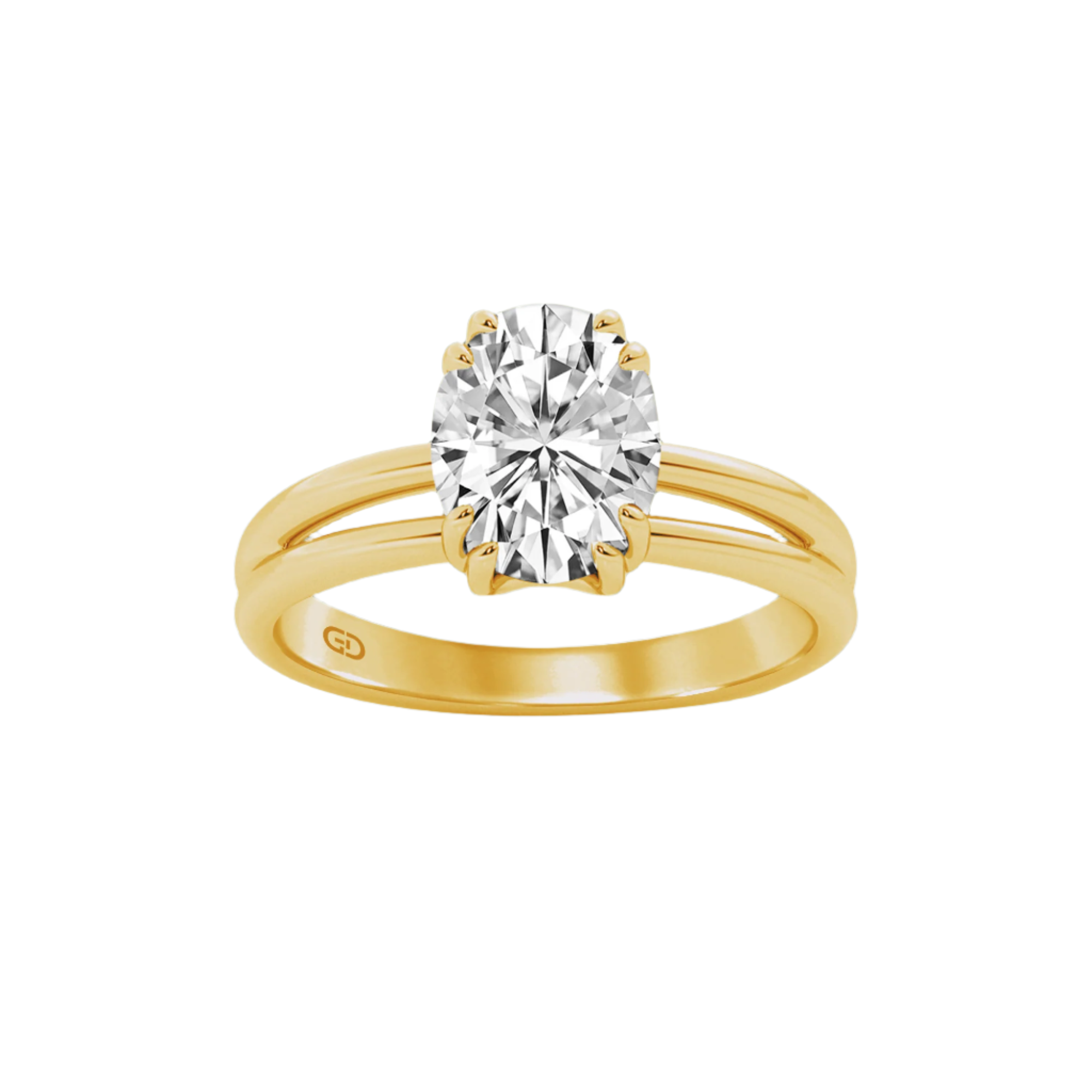 Serenity Ring Oval Diamond in Silver 925 Ring with Gold Vermeil 2.00 ct