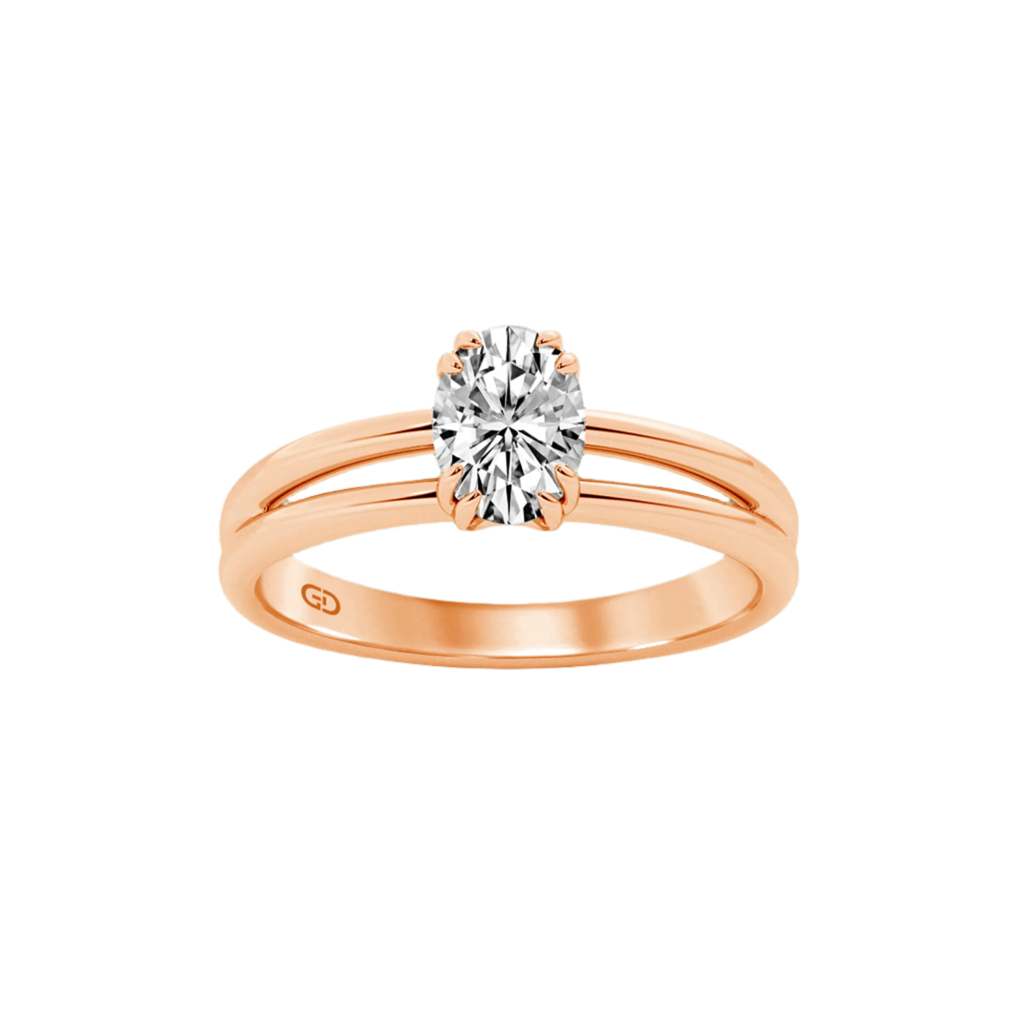 Serenity Ring Oval Cut Diamond in Silver 925 Ring with Gold Vermeil