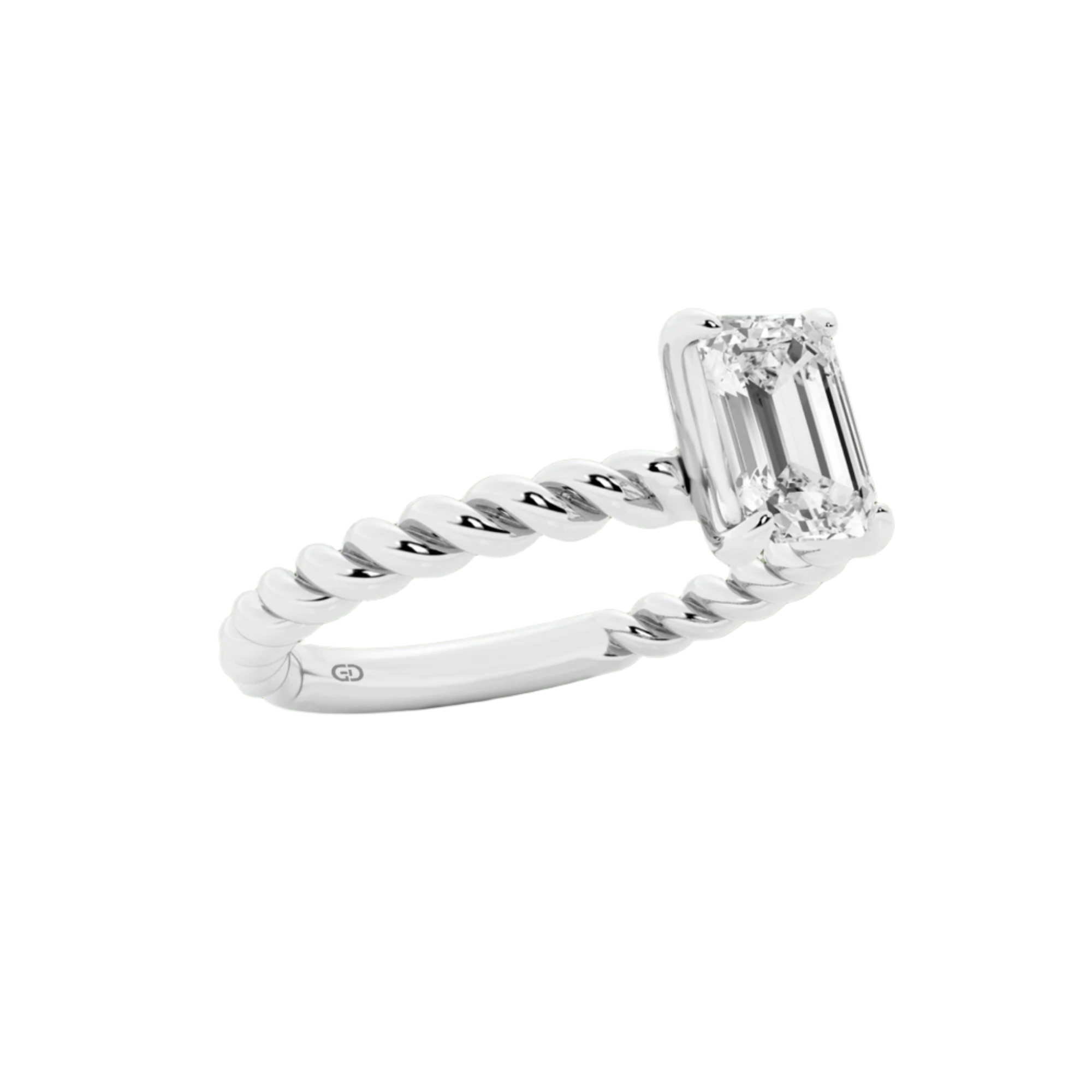 Eternal Twists Solitaire Ring in 10kt - Emerald Cut
