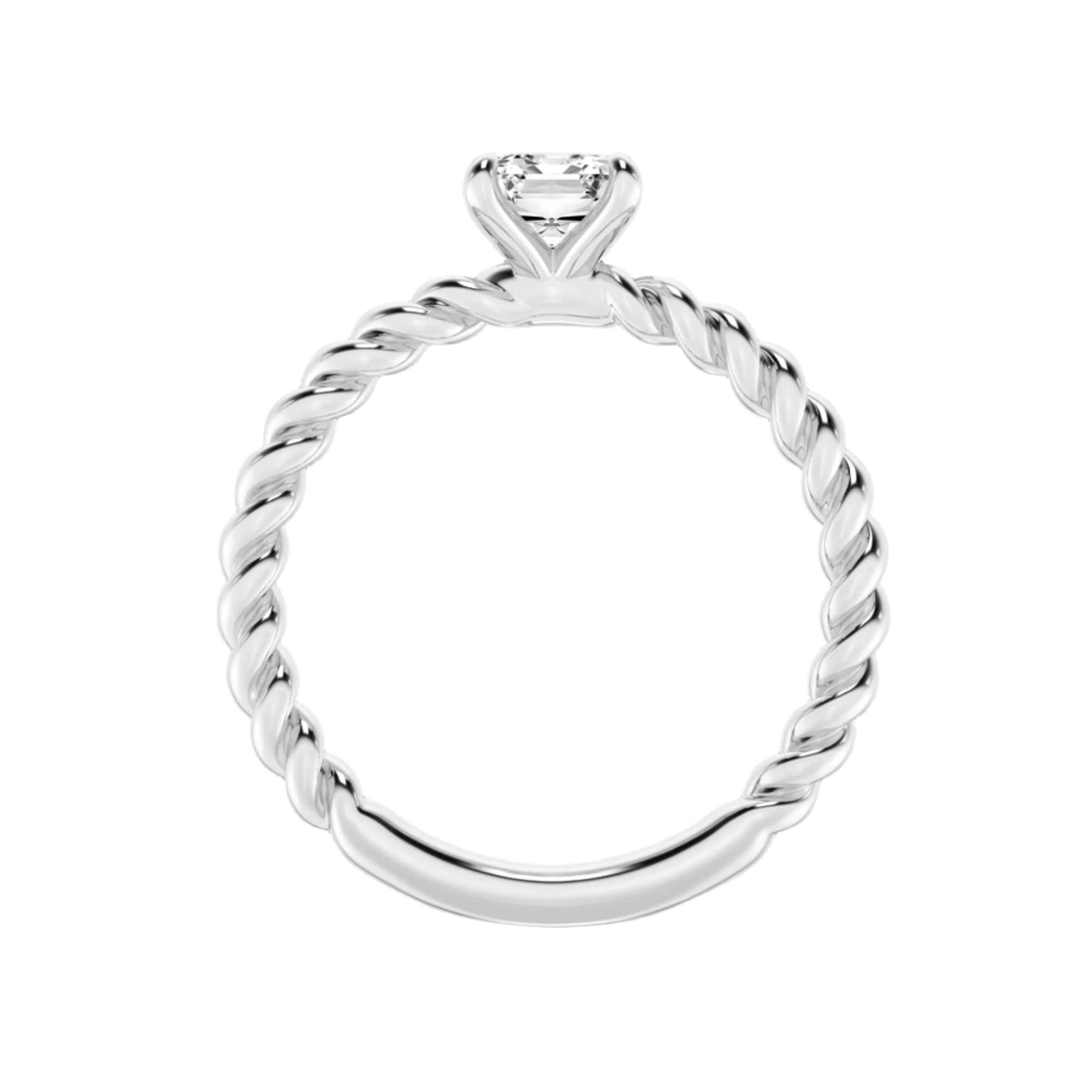 Emerald-Cut Lab Grown Diamond Solitaire Ring with Twisted Metal Shank