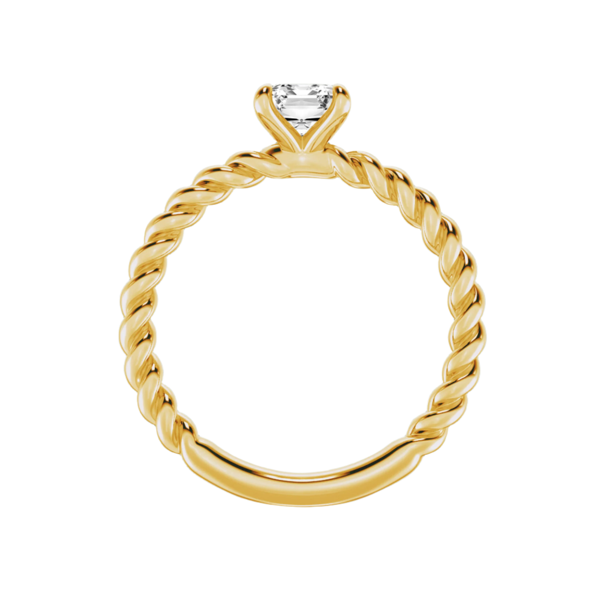 Emerald-Cut Lab Grown Diamond Solitaire Ring with Twisted Metal Shank