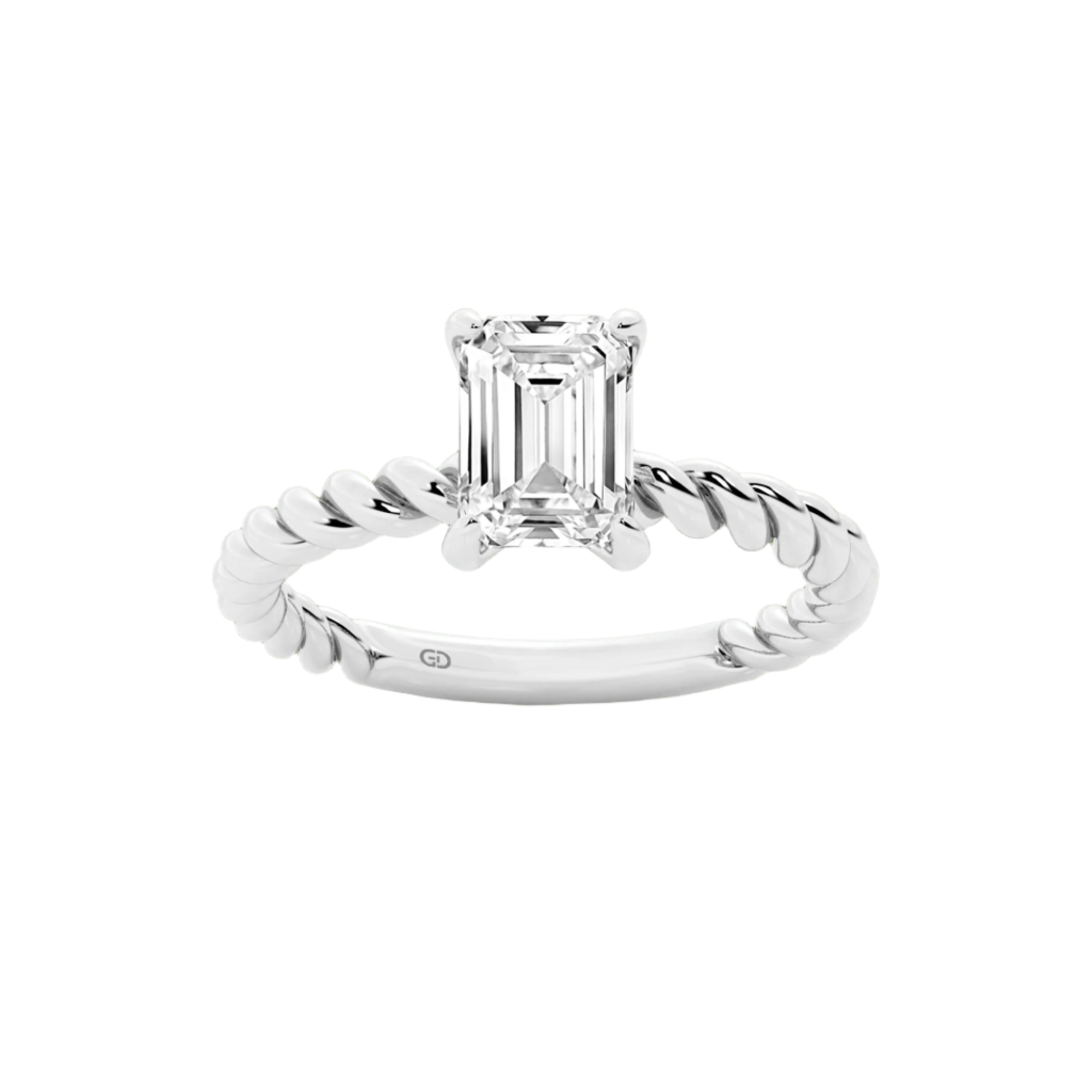 Eternal Twists Solitaire Ring in 10kt - Emerald Cut - 2.00 cts