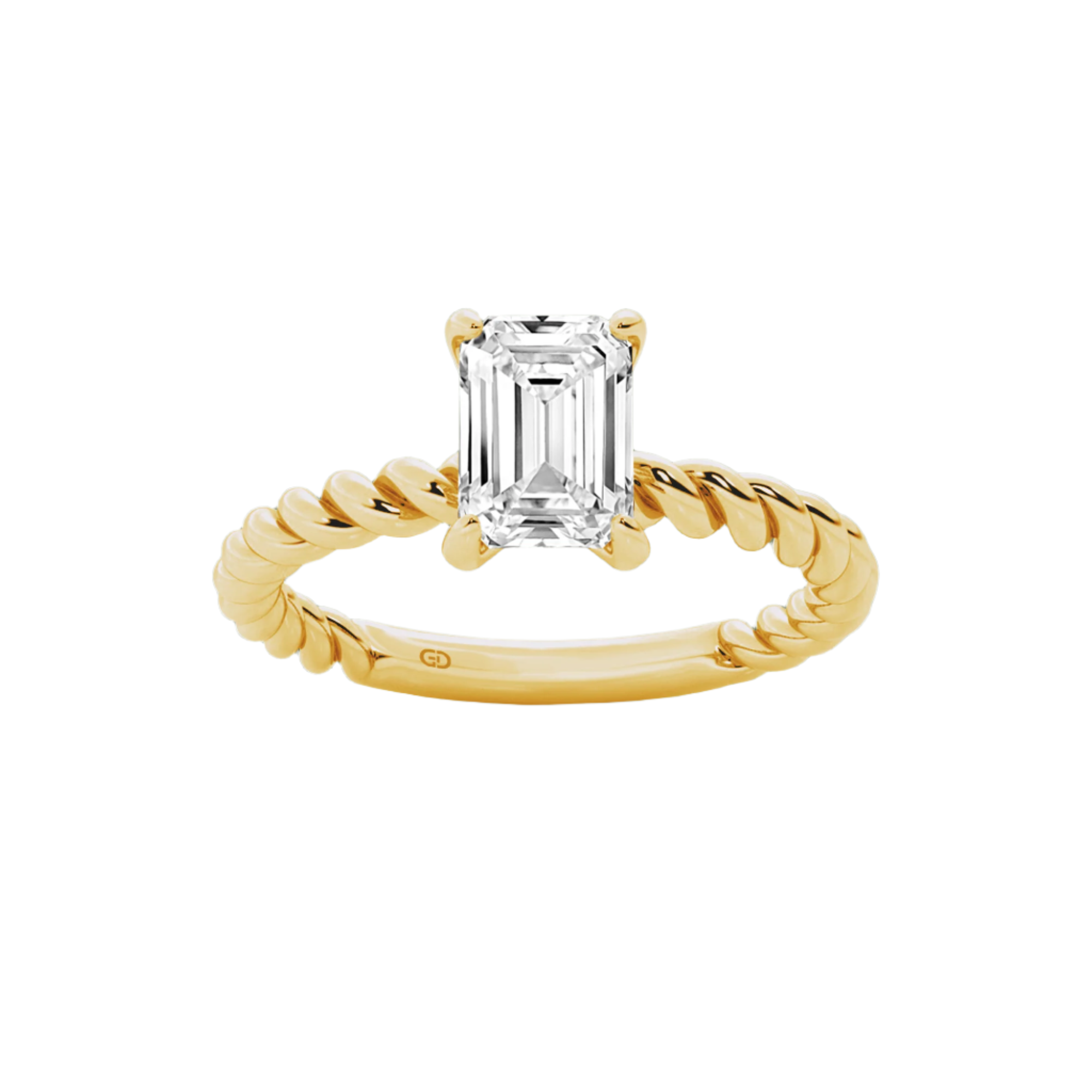 Eternal Twists Solitaire Ring in 10kt - Emerald Cut - 2.00 cts