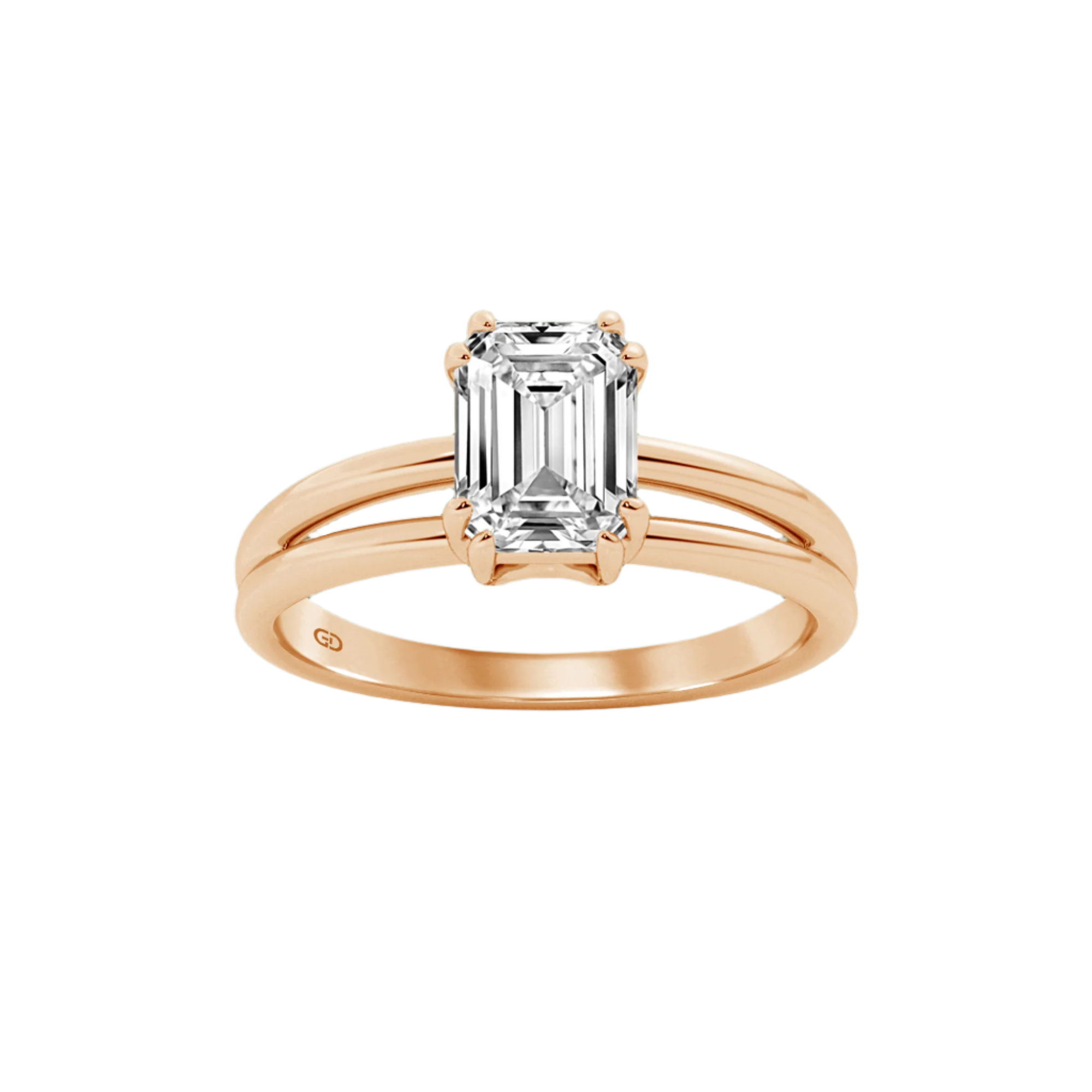 Serenity Emerald Diamond in Silver 925 Ring with Gold Vermeil 2.00 ct