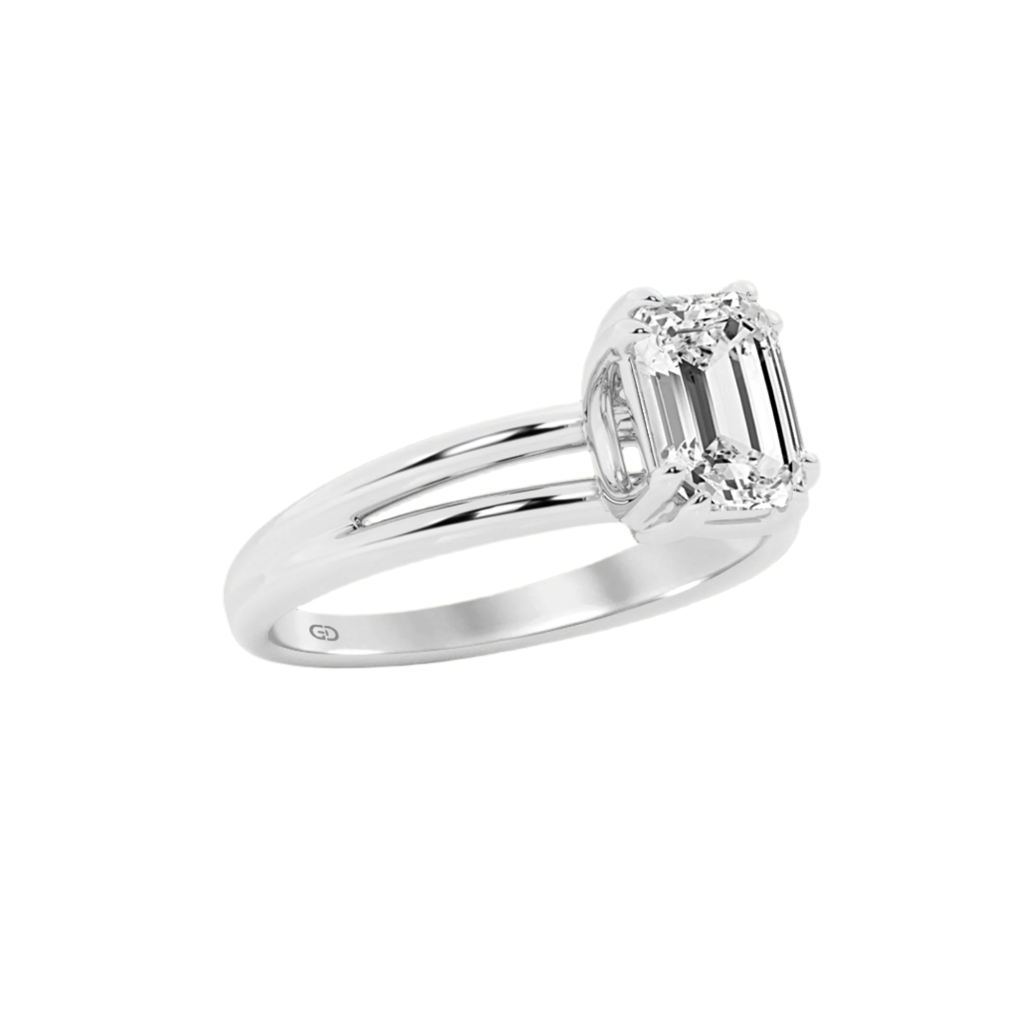 Serenity Emerald Diamond in Silver 925 Ring with Gold Vermeil 2.00 ct