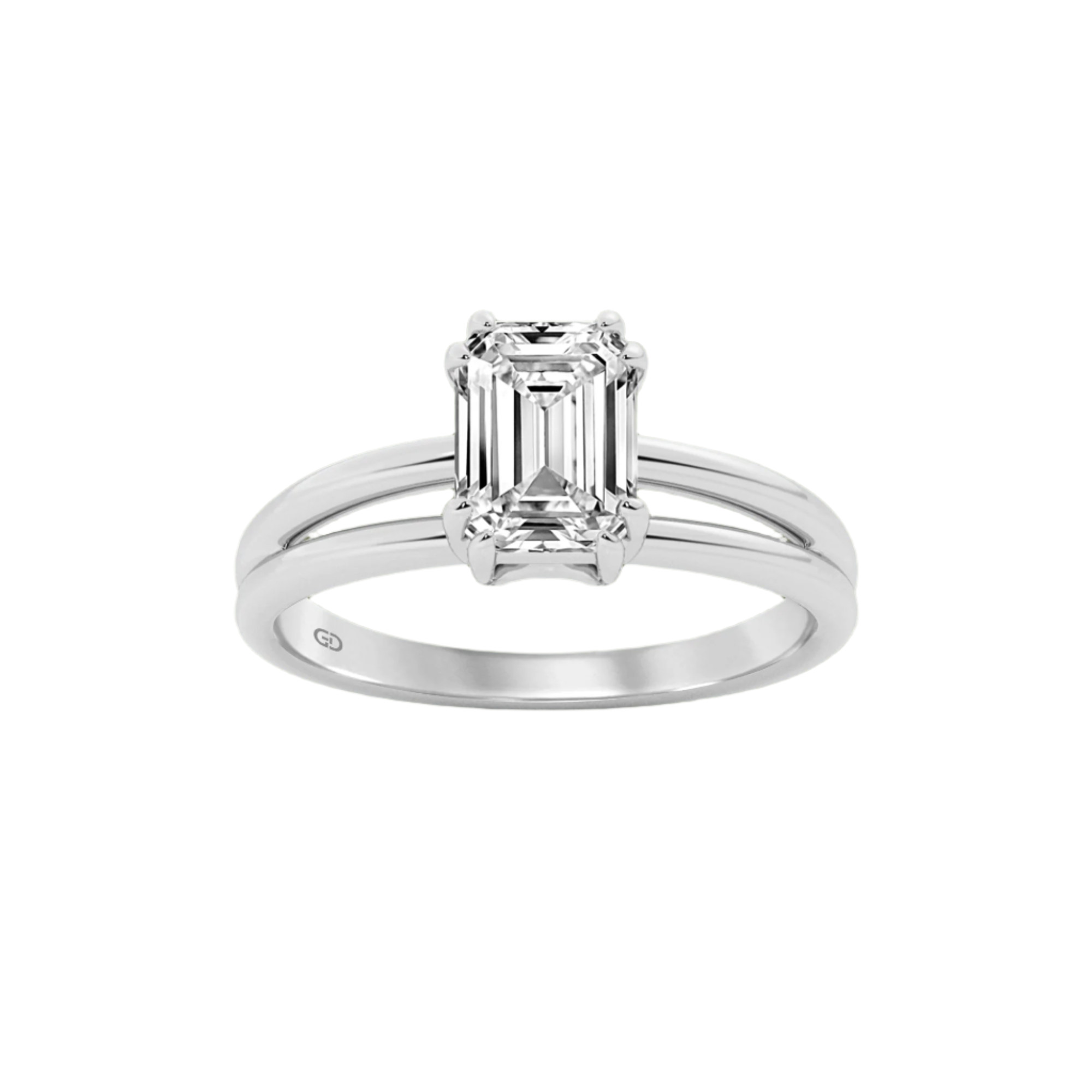 Serenity Emerald Diamond in Silver 925 Ring with Gold Vermeil 2.00 ct