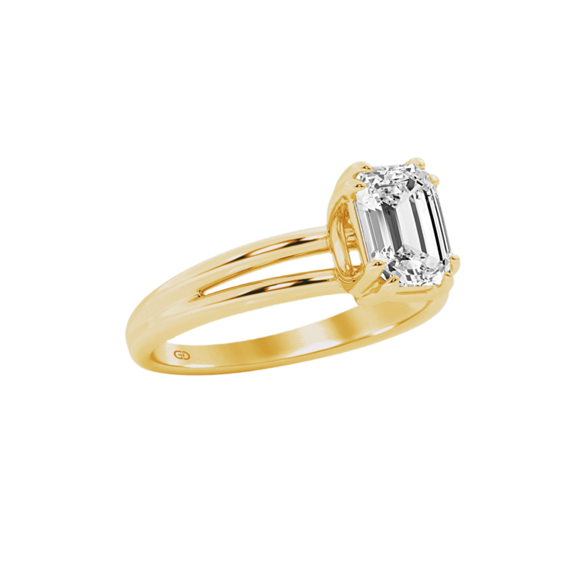 Serenity Emerald Diamond in Silver 925 Ring with Gold Vermeil 2.00 ct