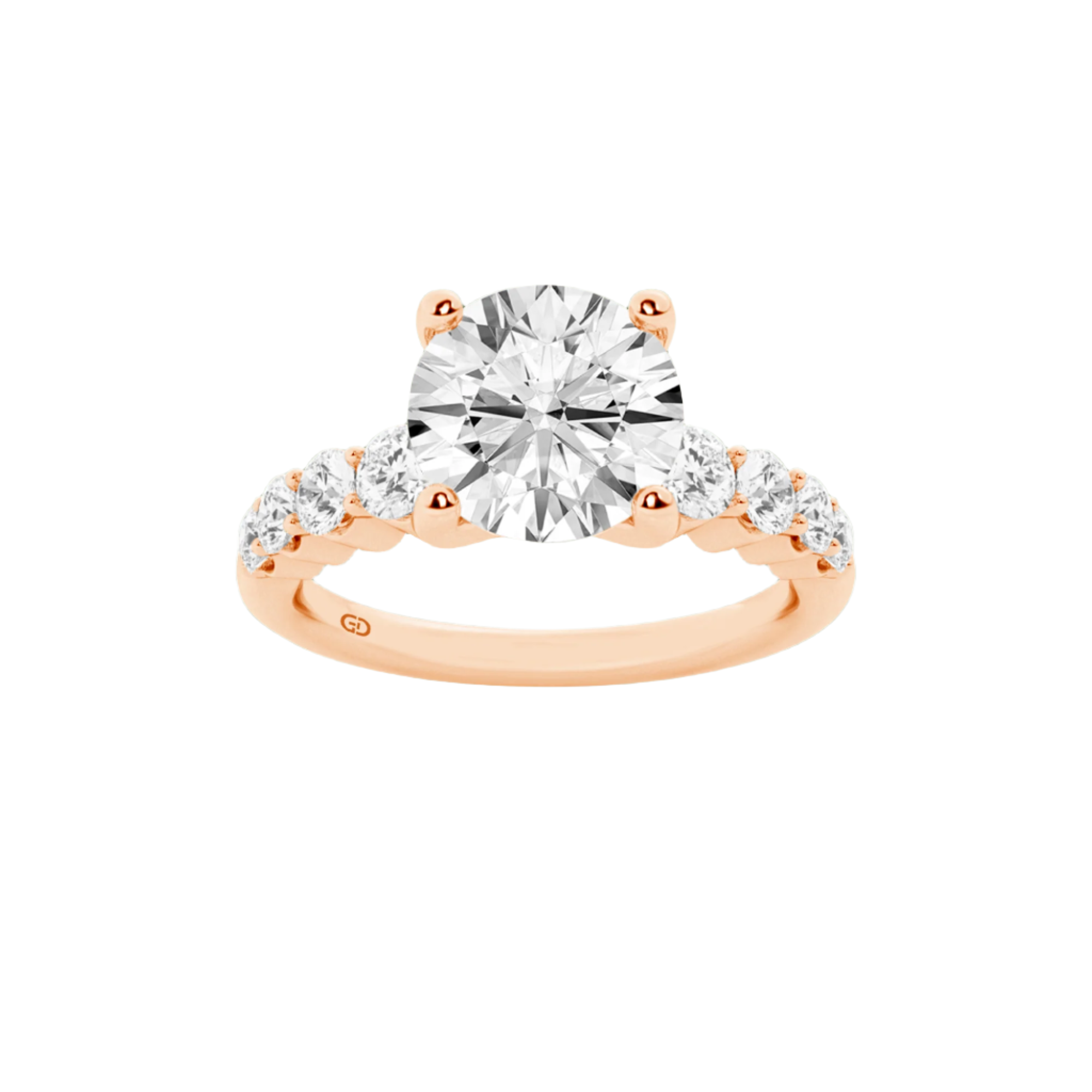 Solitaire Lab Grown Diamond Engagement Ring with Side Accents
