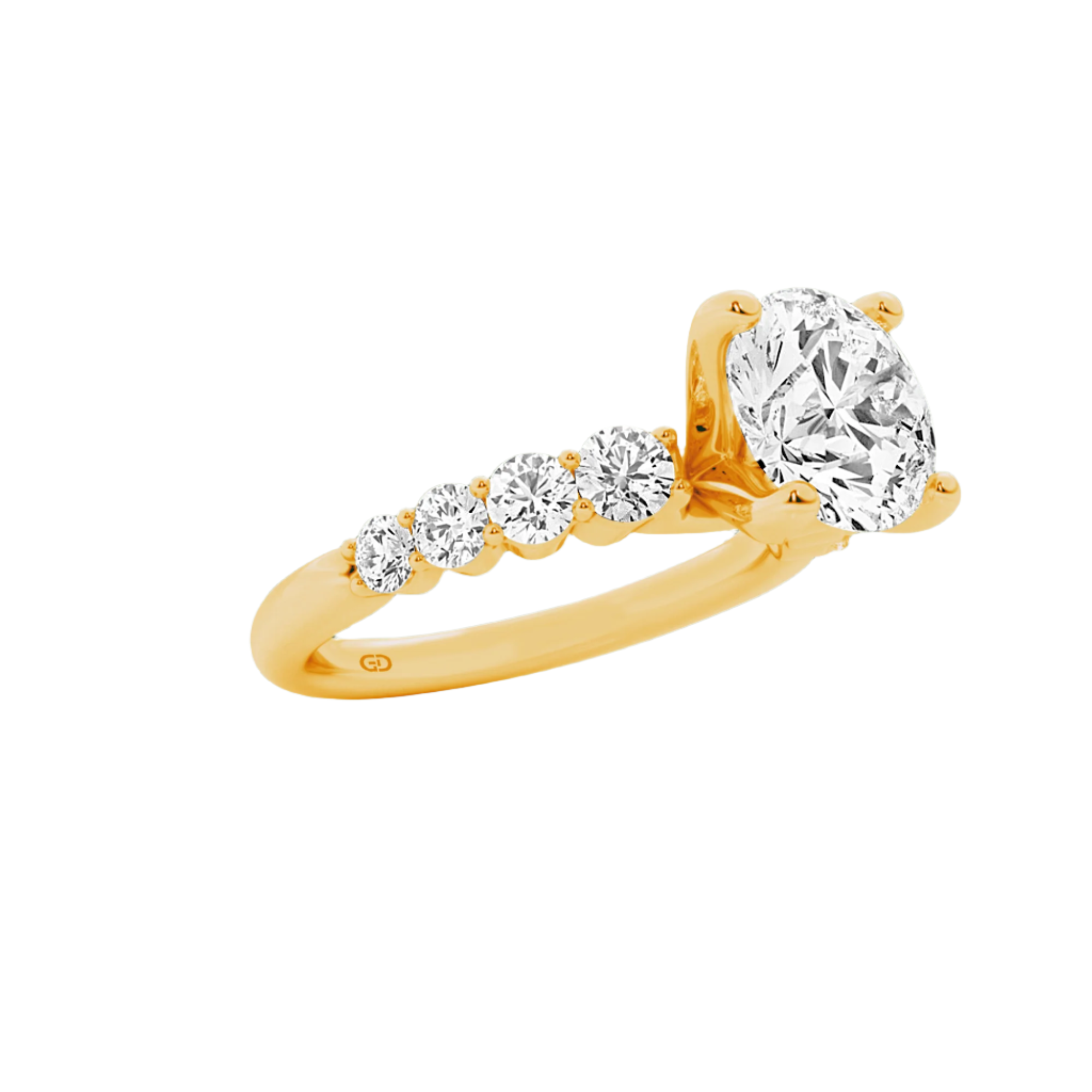 Solitaire Lab Grown Diamond Engagement Ring with Side Accents