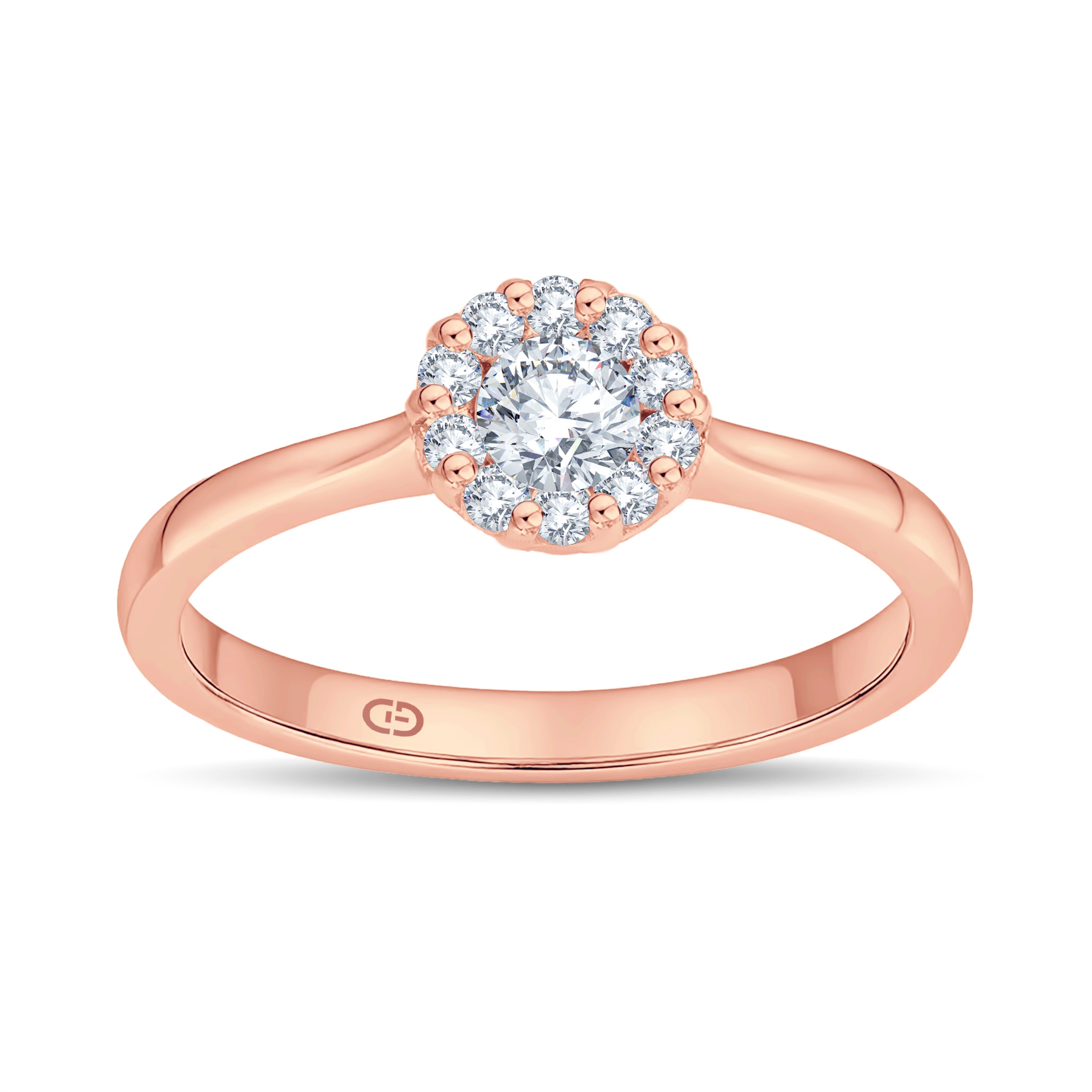 Regal Halo Solitaire Ring | 0.40 Cts Lab Diamond | 18KT Vermeil on 925 Silver
