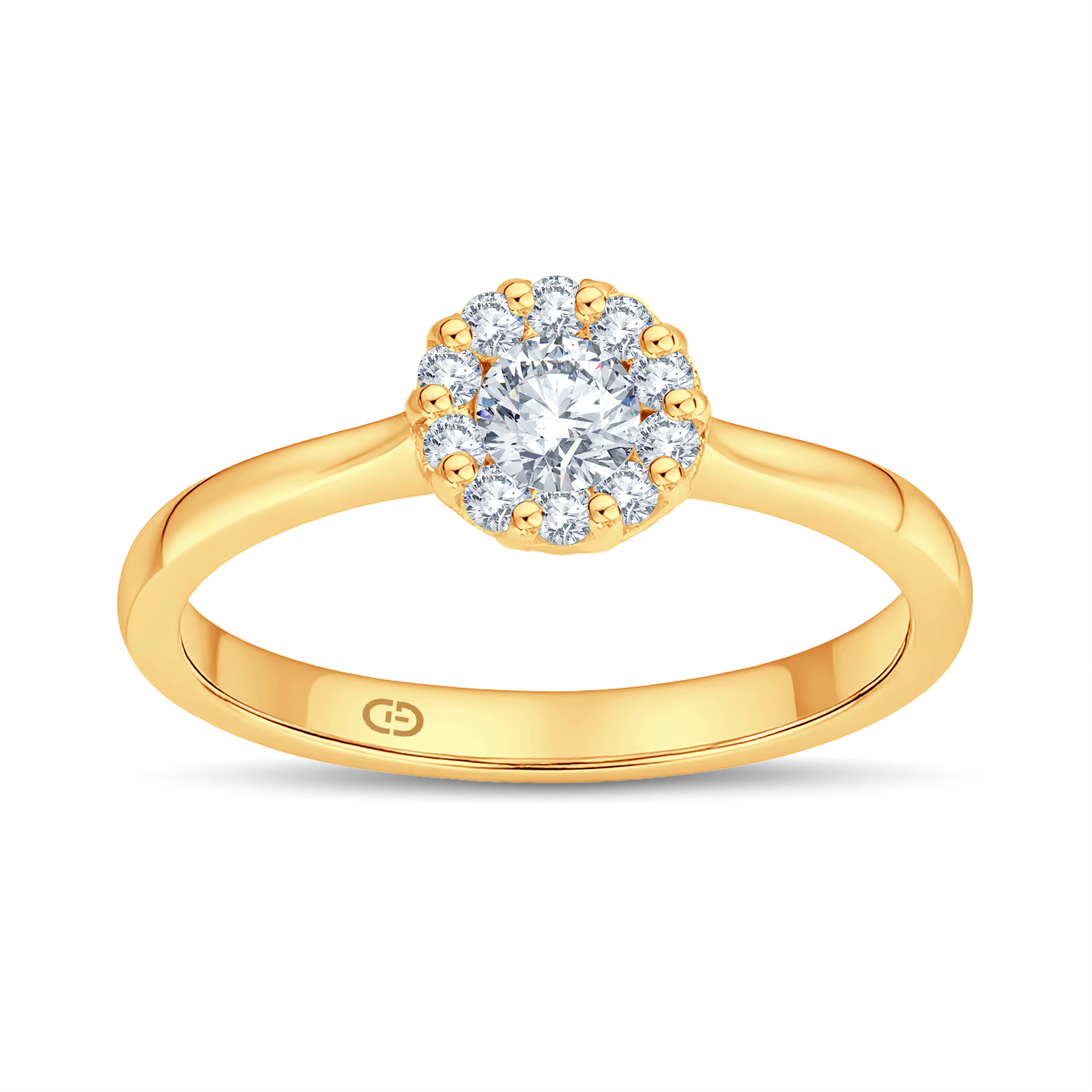Regal Halo Solitaire Ring | 0.40 Cts Lab Diamond | 18KT Vermeil on 925 Silver