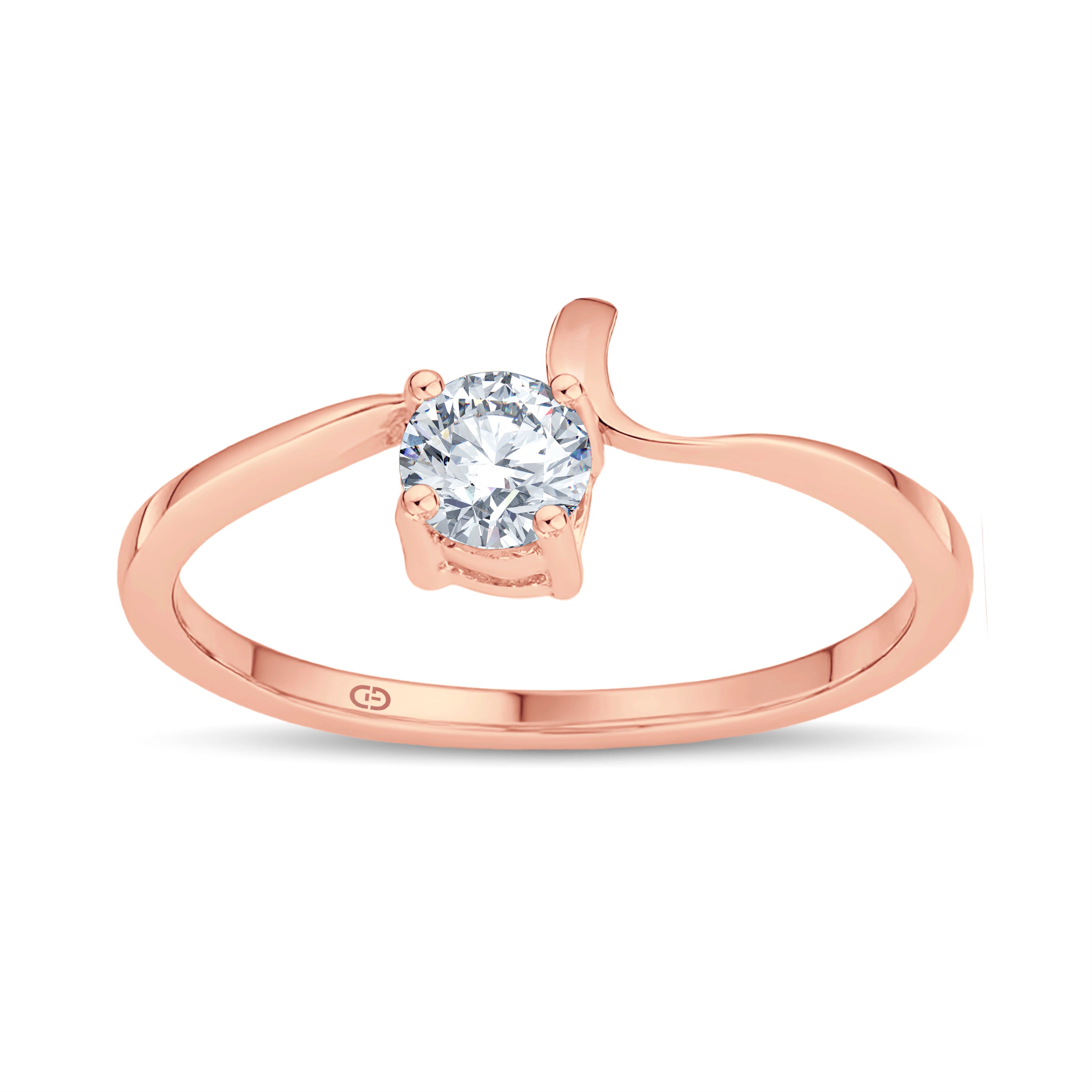 Sculpted Solitaire Lab Diamond Ring | 0.25 Cts | 18KT Vermeil on 925 Silver