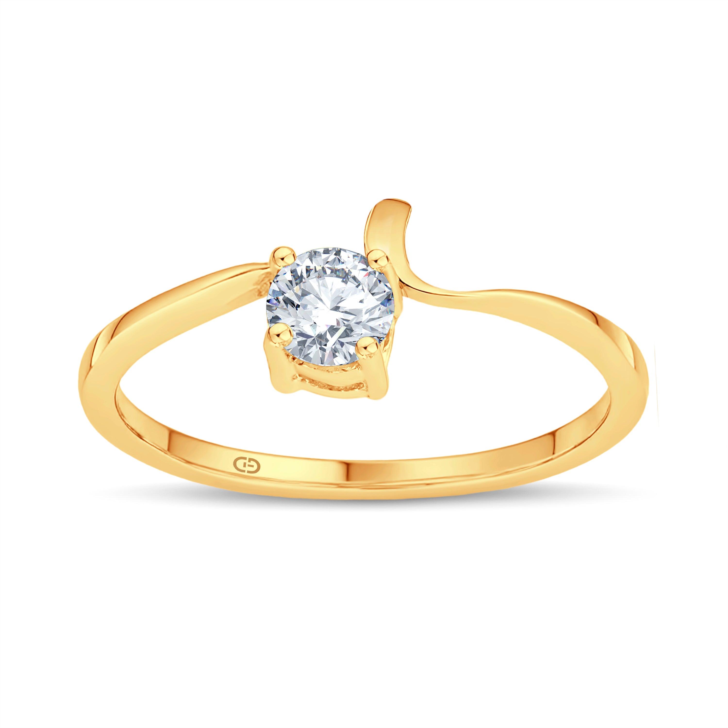 Sculpted Solitaire Lab Diamond Ring | 0.25 Cts | 18KT Vermeil on 925 Silver