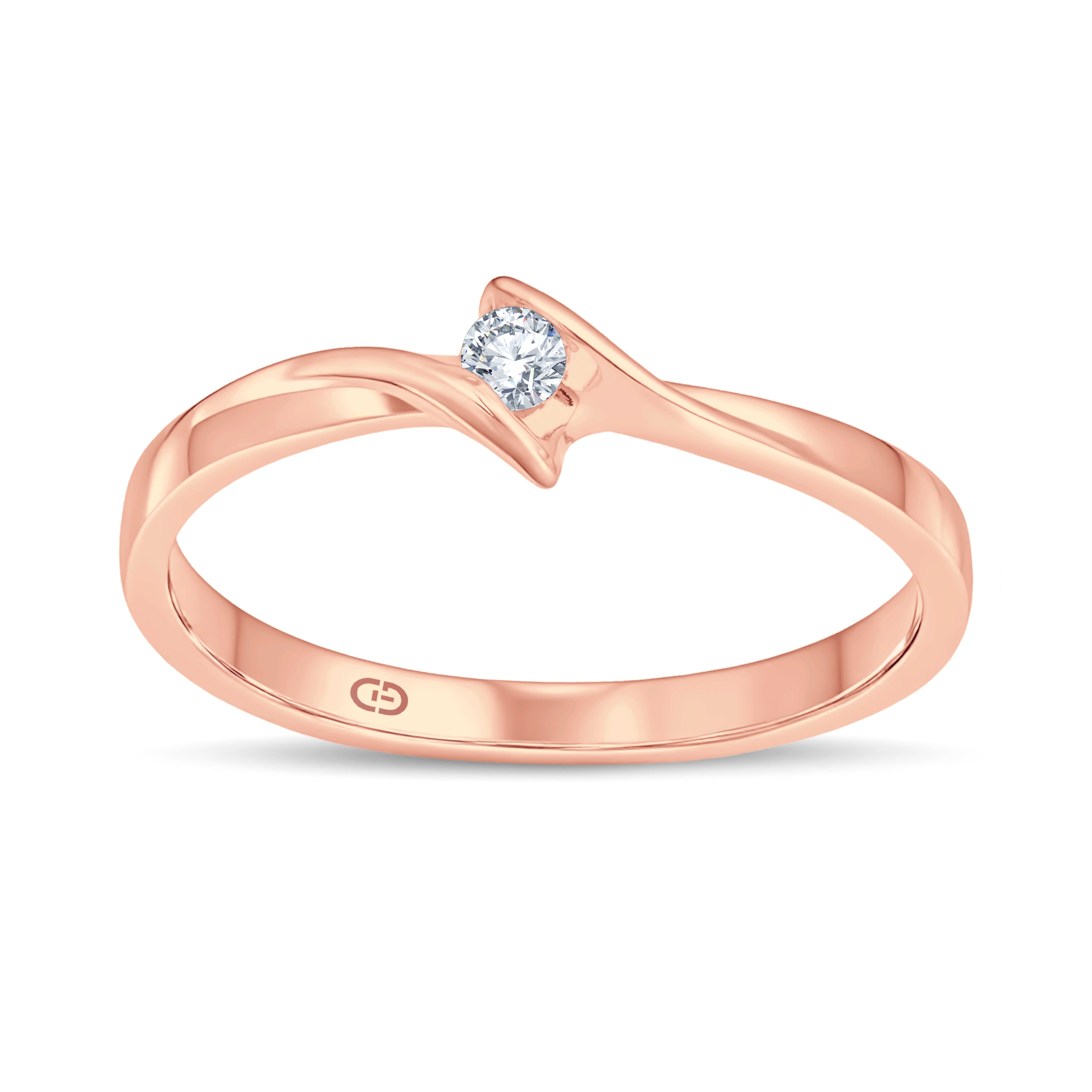 Graceful Twist Lab Diamond Ring | 0.10 Cts | 925 Silver with 18KT Vermeil