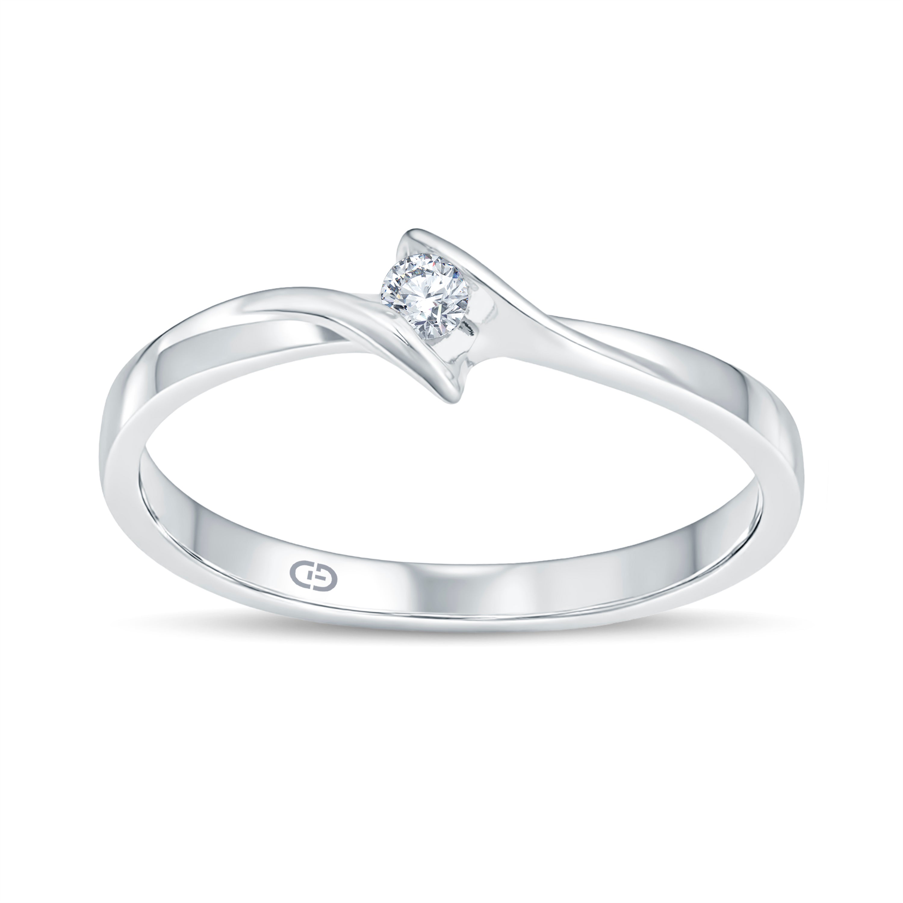 Graceful Twist Lab Diamond Ring | 0.10 Cts | 925 Silver with 18KT Vermeil