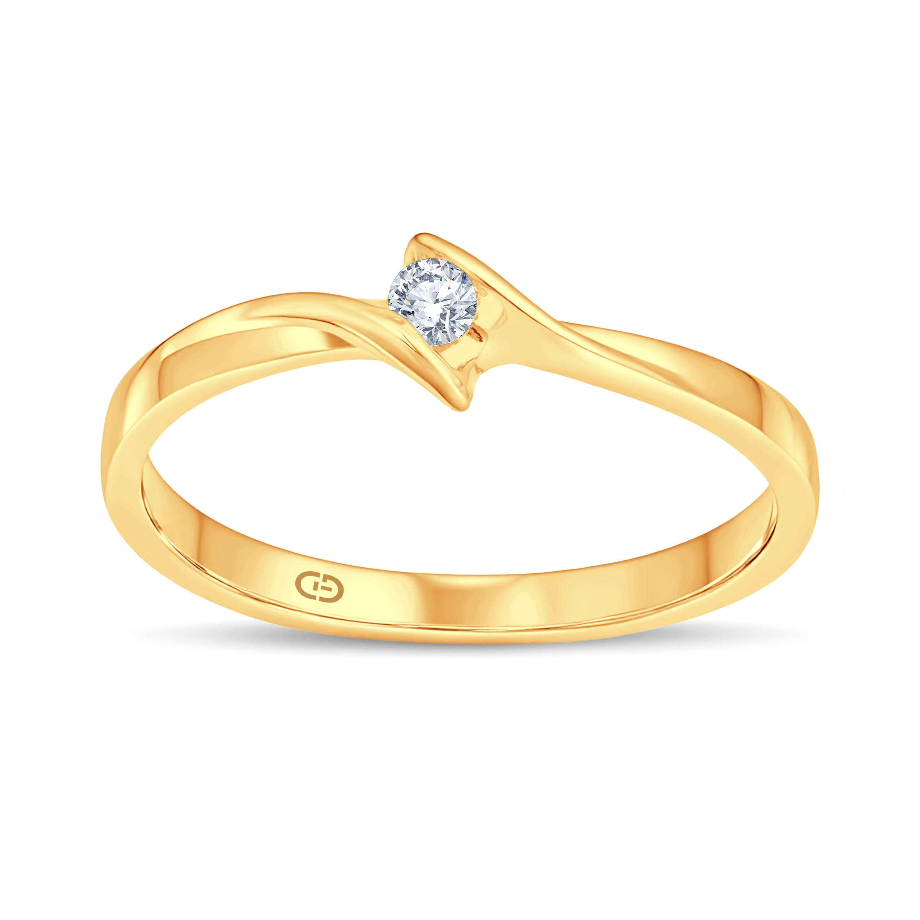 Graceful Twist Lab Diamond Ring | 0.10 Cts | 925 Silver with 18KT Vermeil