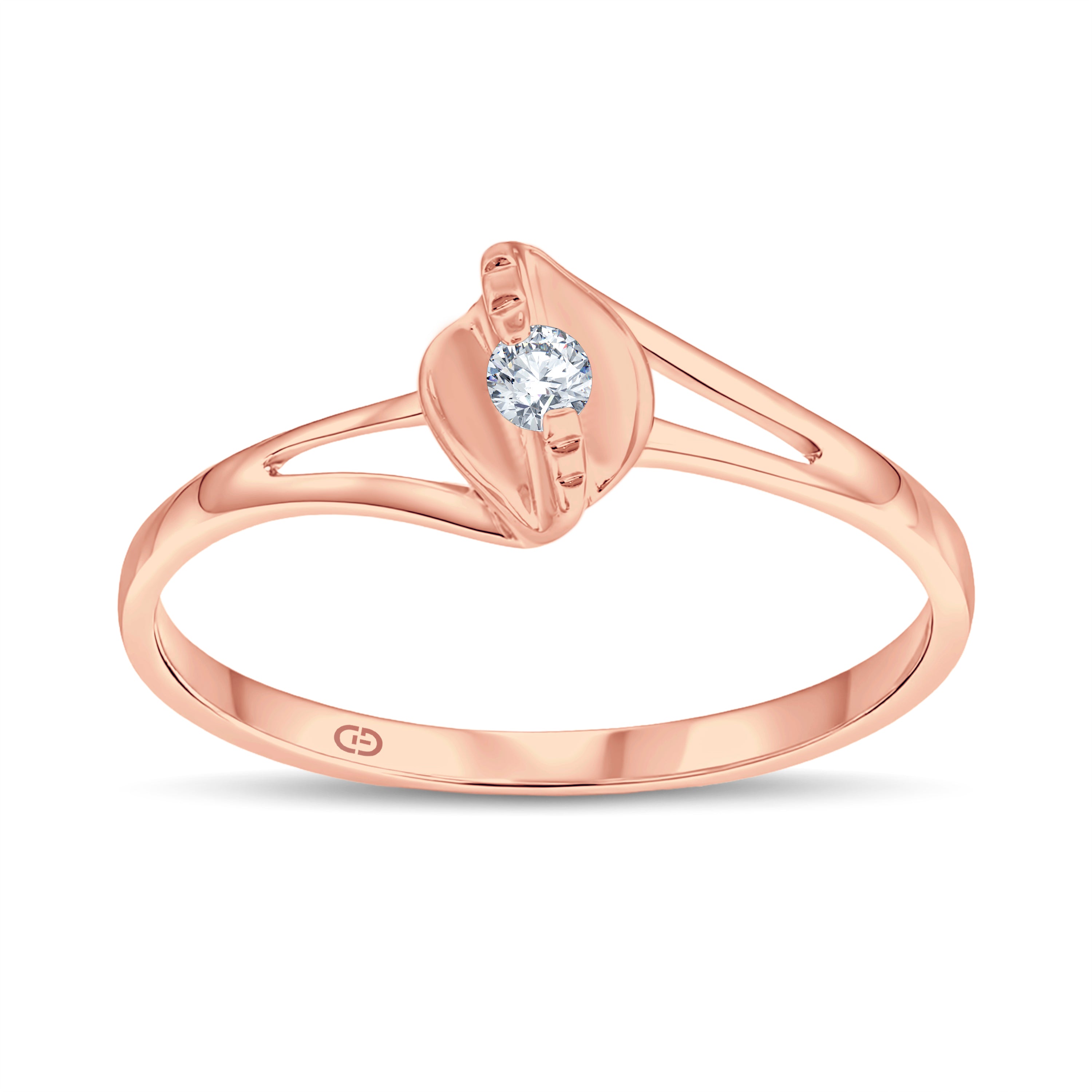 Leaf-Inspired Promise Ring | 0.07 Cts Lab Diamond | 18KT Vermeil on 925 Silver