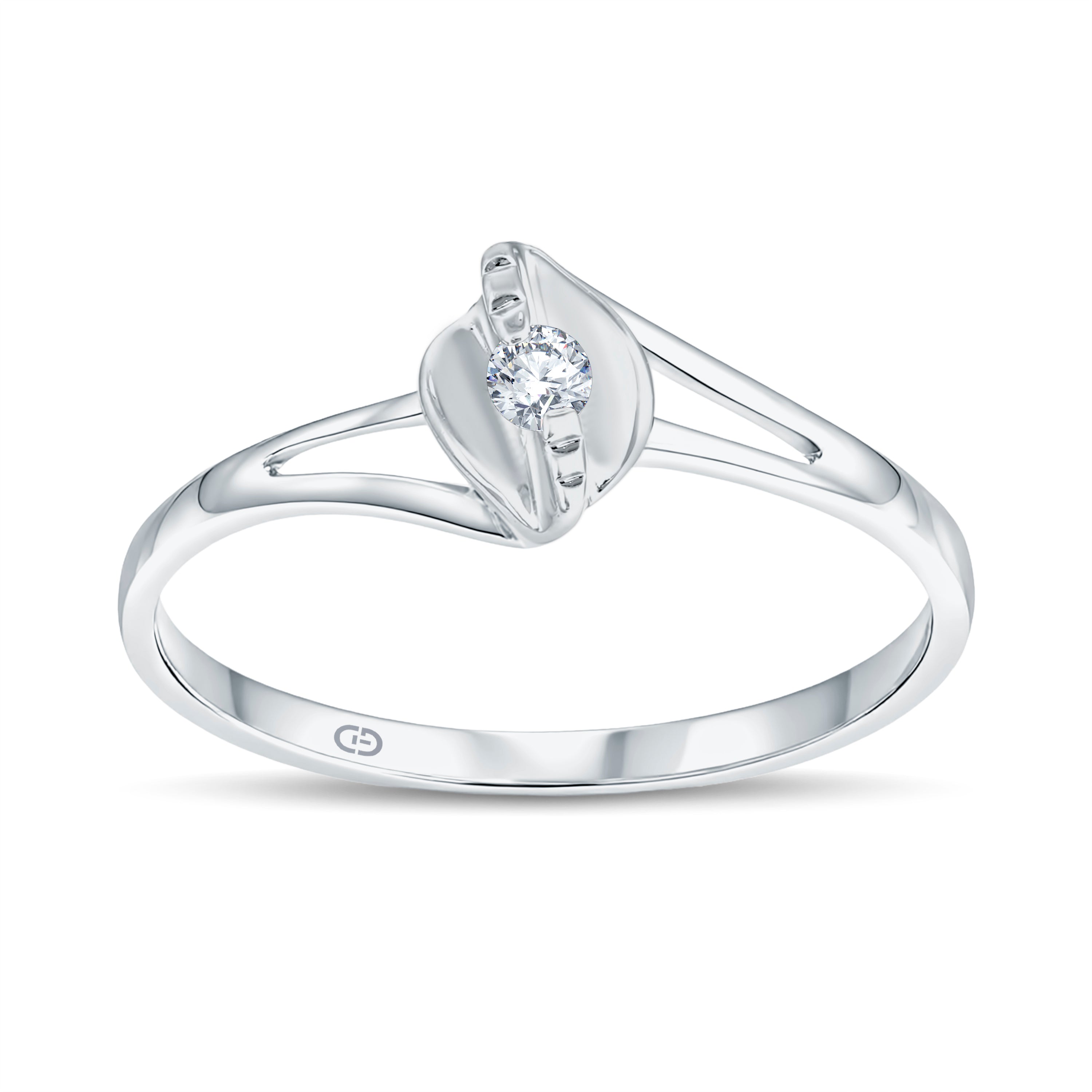 Leaf-Inspired Promise Ring | 0.07 Cts Lab Diamond | 18KT Vermeil on 925 Silver
