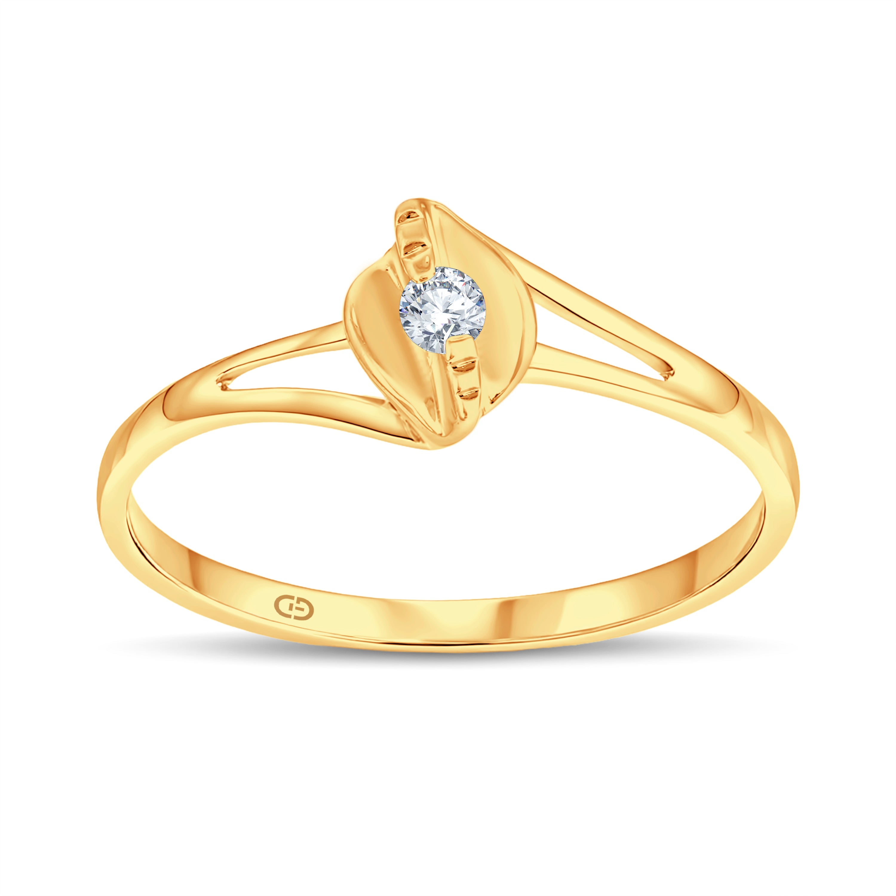 Leaf-Inspired Promise Ring | 0.07 Cts Lab Diamond | 18KT Vermeil on 925 Silver