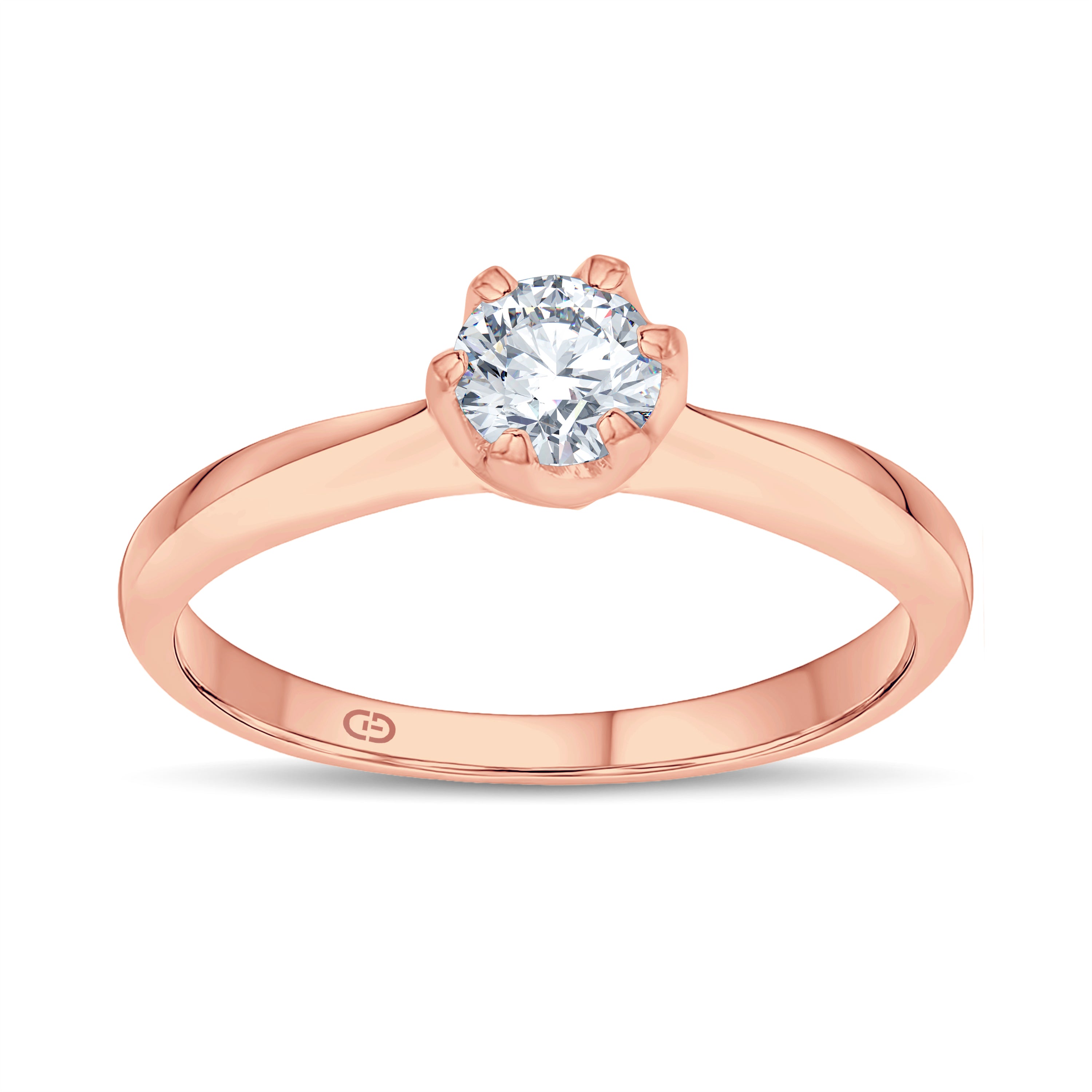 Grand Classic Solitaire Ring | 0.50 Cts Lab Diamond | 18KT Vermeil on 925 Silver