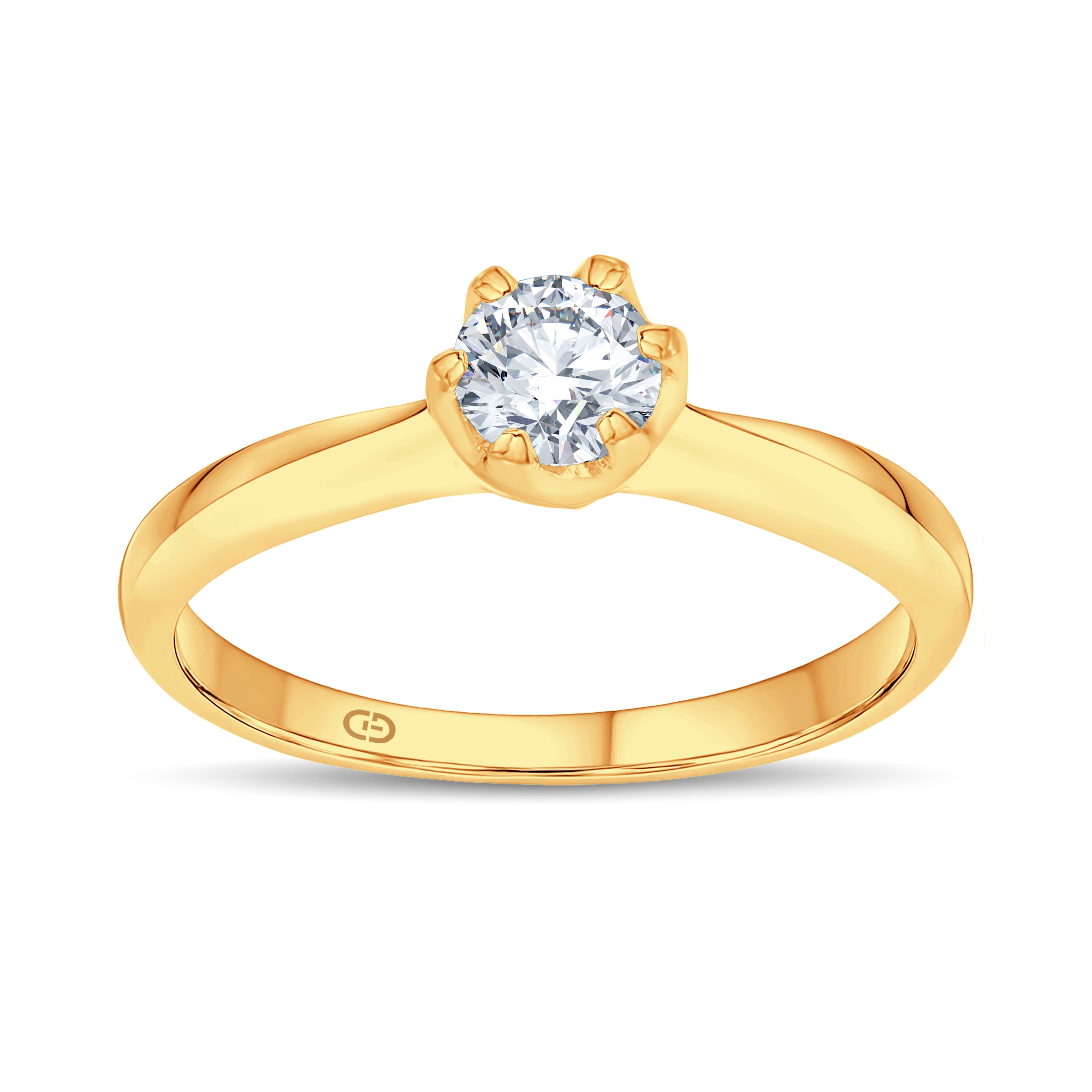 Grand Classic Solitaire Ring | 0.50 Cts Lab Diamond | 18KT Vermeil on 925 Silver