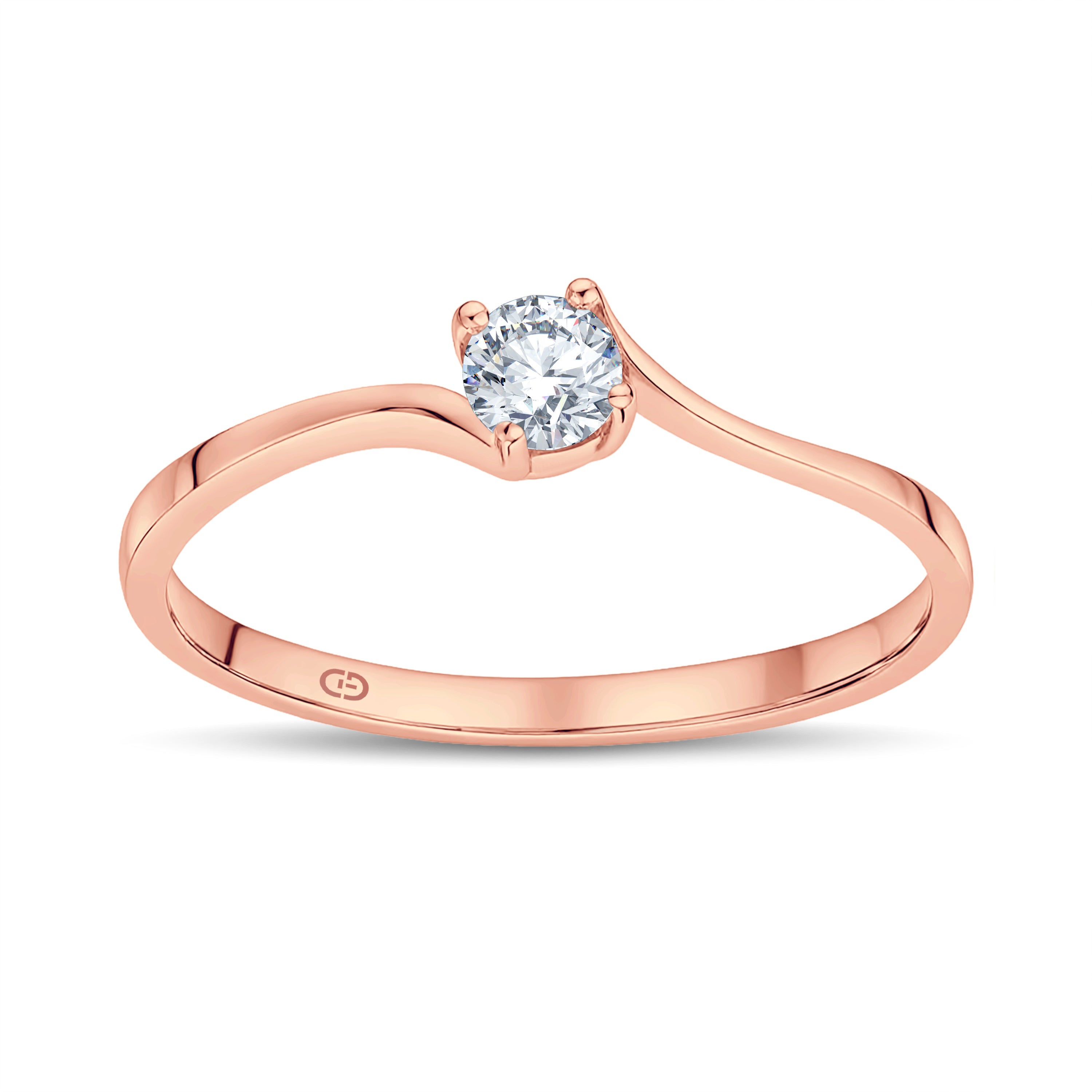 Elegant Solitaire Lab Diamond Ring | 0.25 Cts | 18KT Vermeil on 925 Silver