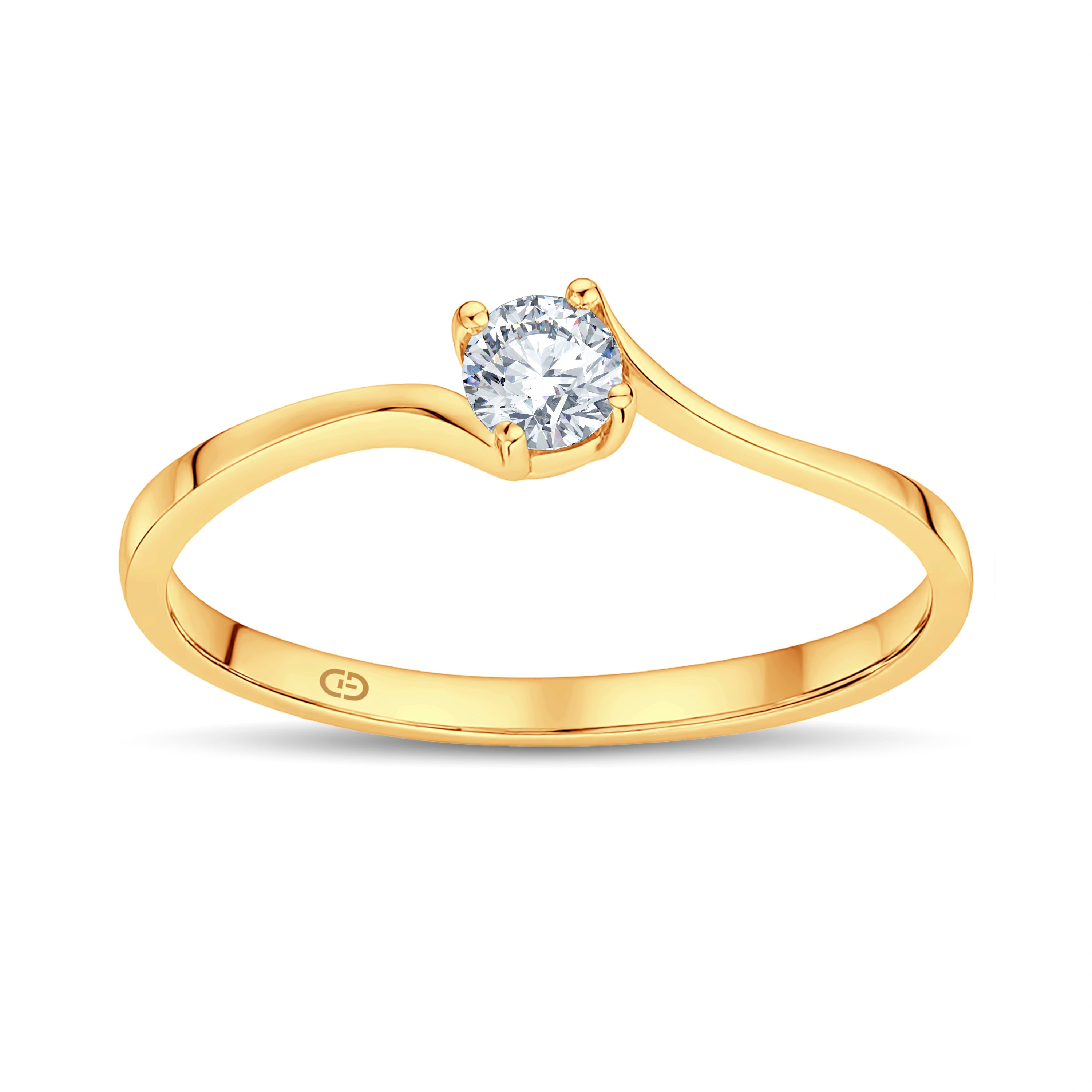 Elegant Solitaire Lab Diamond Ring | 0.25 Cts | 18KT Vermeil on 925 Silver