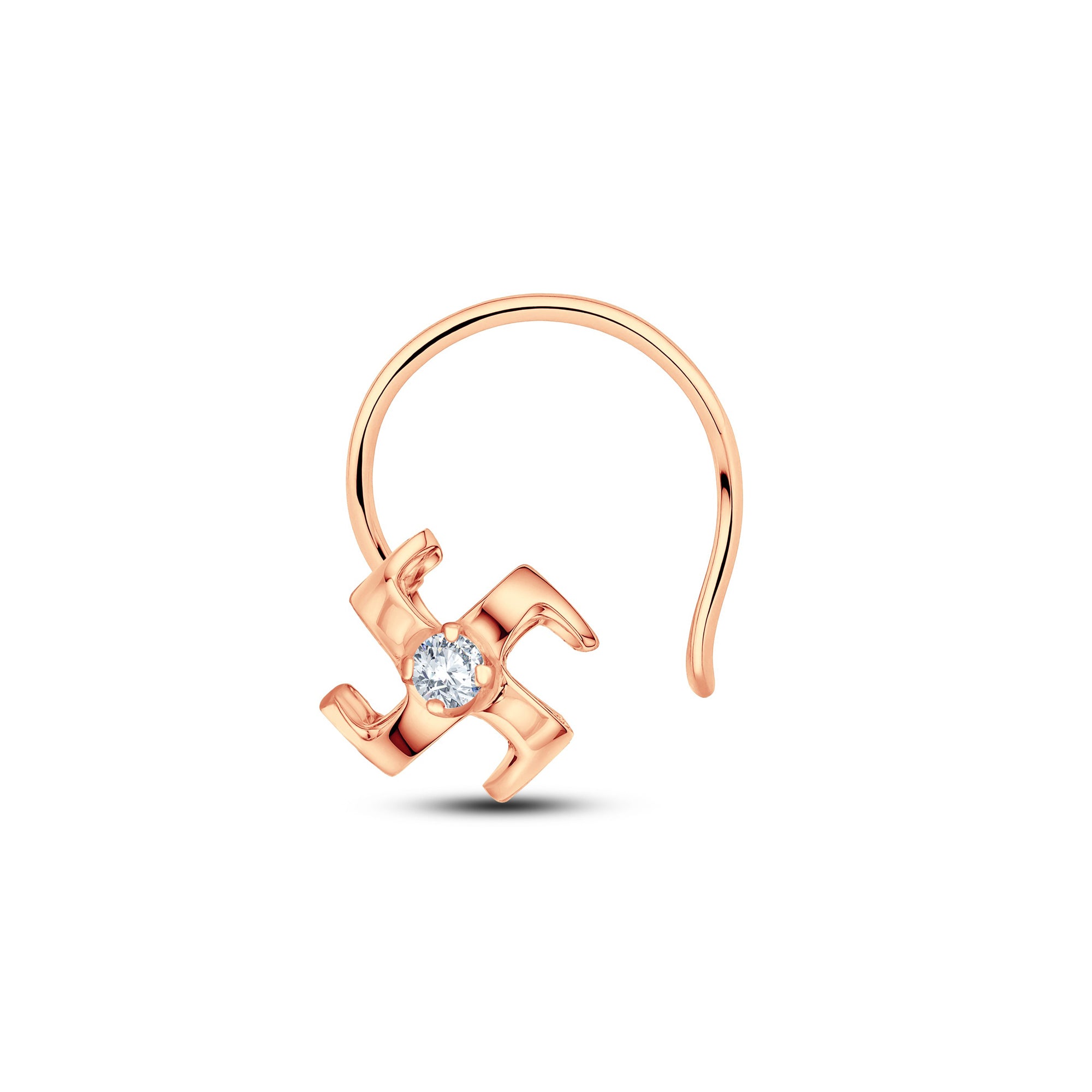 Swastik Lab Diamond Nosepin | 0.04 Cts | GrownńDiva | 925 Silver + 18KT Gold Vermeil