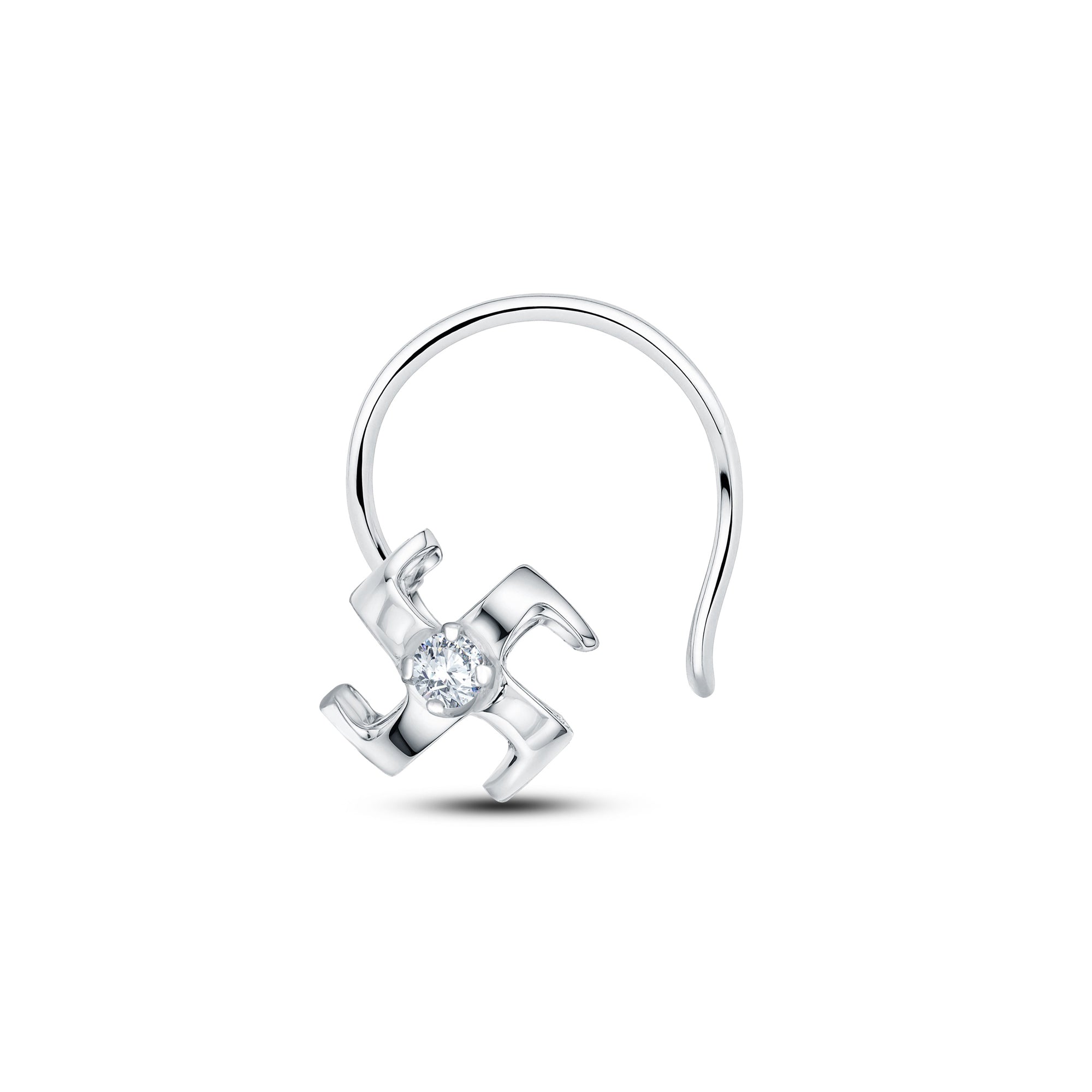 Swastik Lab Diamond Nosepin | 0.04 Cts | GrownńDiva | 925 Silver + 18KT Gold Vermeil